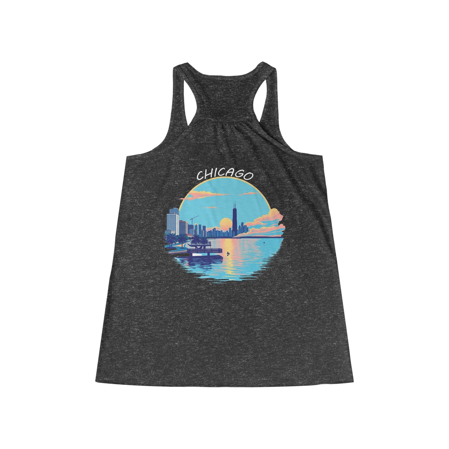 Retro Chicago Sunset Women's Flowy Racerback Tank