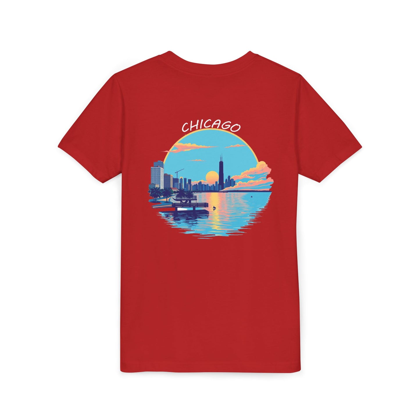 Retro Chicago Sunset Unisex Youth Short Sleeve Tee