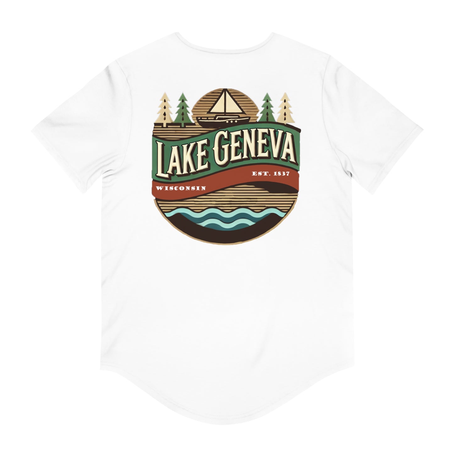 Retro Lake Geneva Men's Jersey Curved Hem Tee