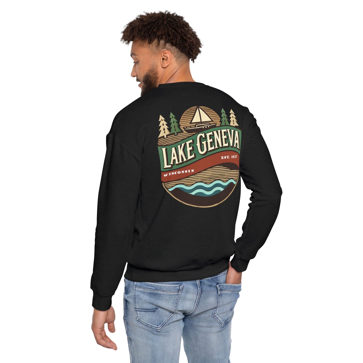 Retro Lake Geneva Unisex Drop Shoulder Sweatshirt