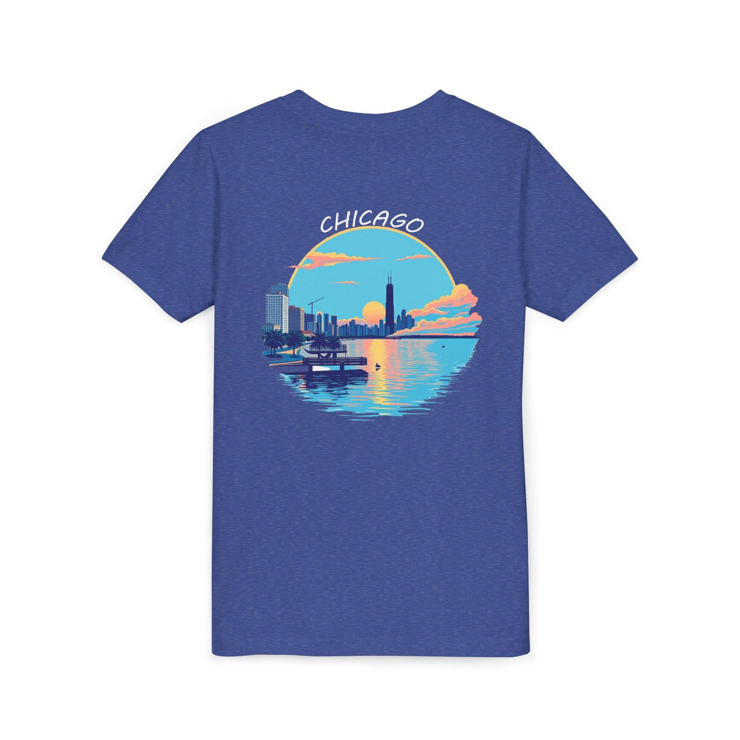 Retro Chicago Sunset Unisex Youth Short Sleeve Tee