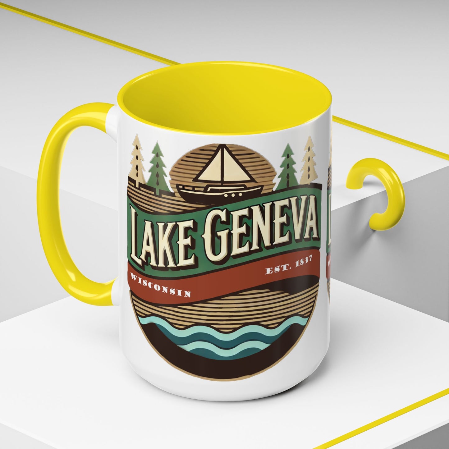 Retro Lake Geneva Accent Coffee Mug