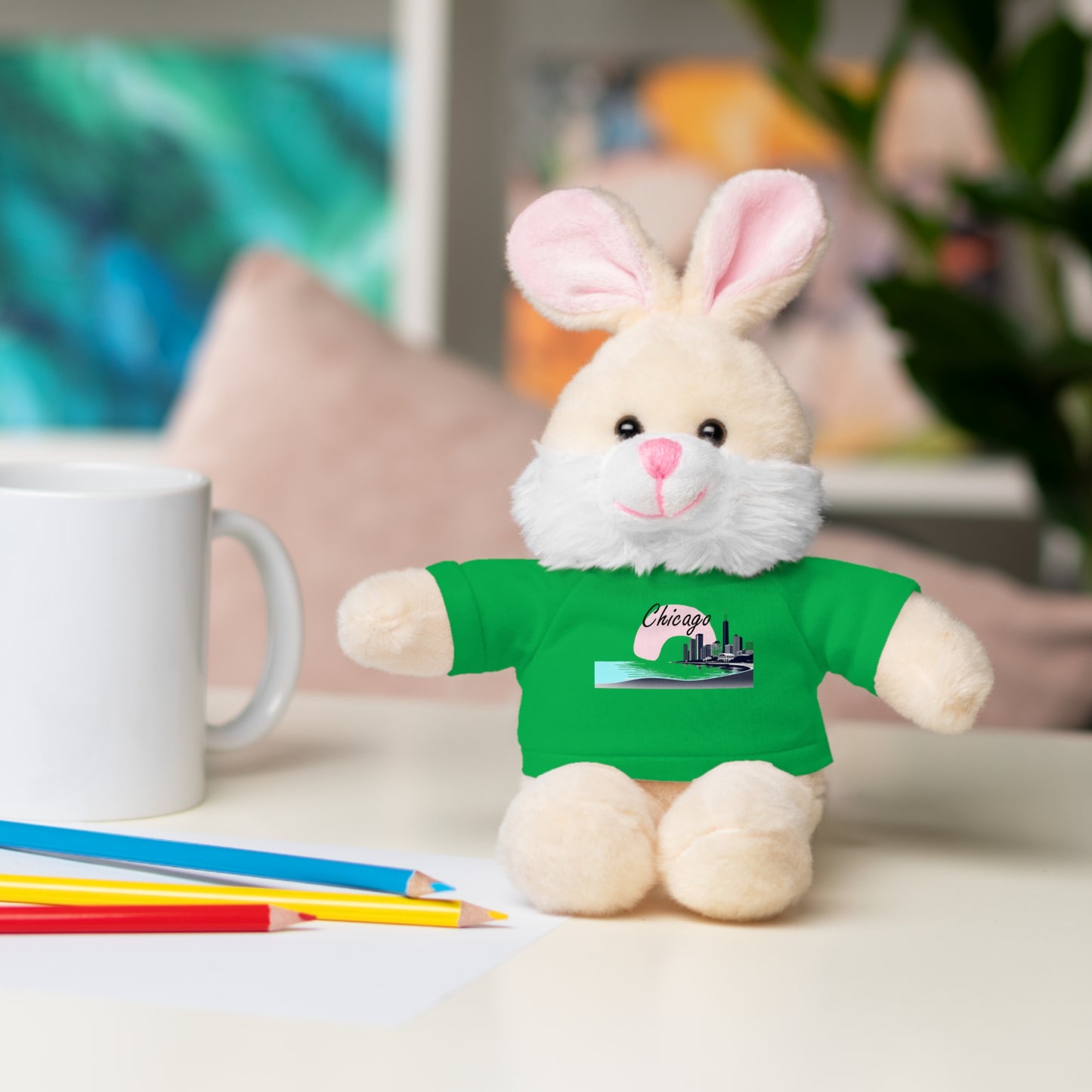 Elegant Chicago Skyline Stuffed Animals with Tee