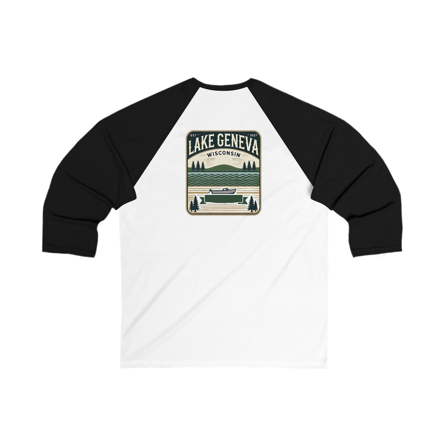 Vintage Lake Geneva Men's 3/4 Sleeve Baseball Tee
