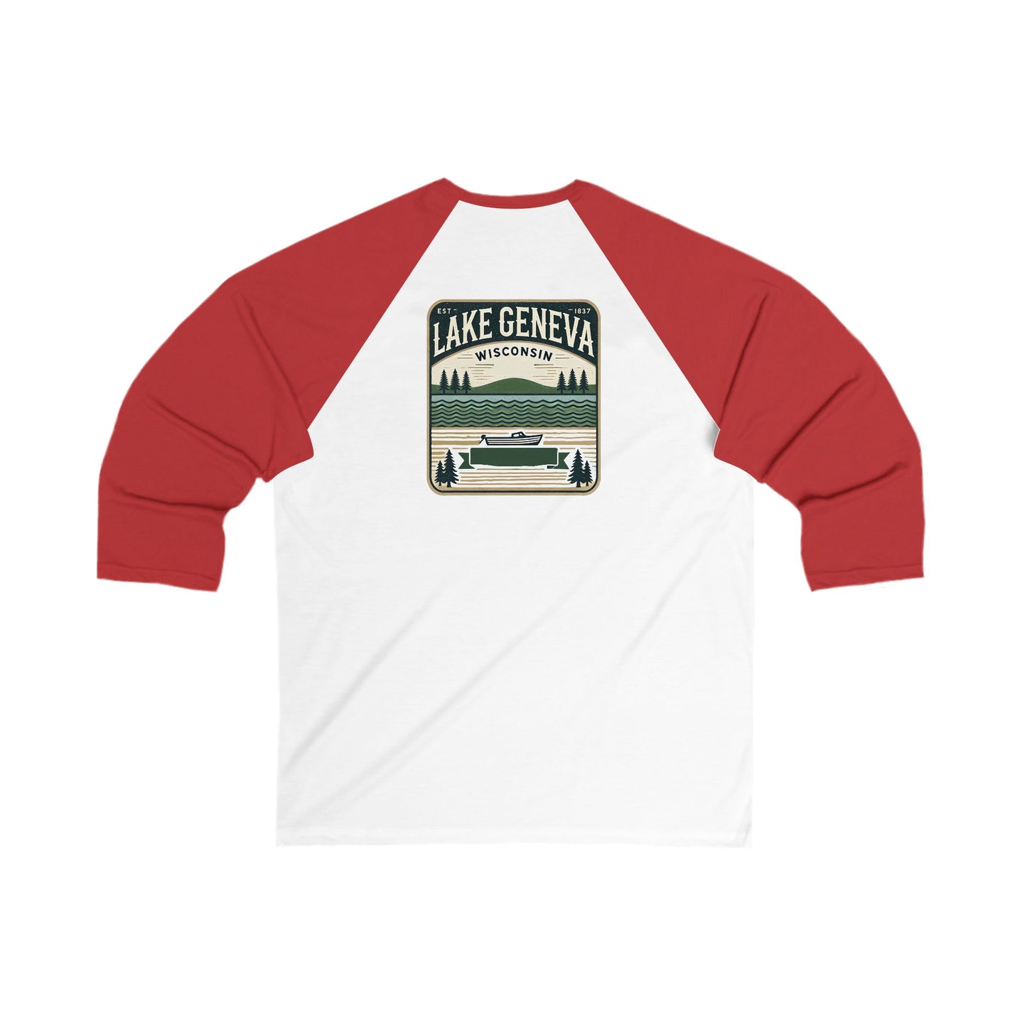 Vintage Lake Geneva Men's 3/4 Sleeve Baseball Tee
