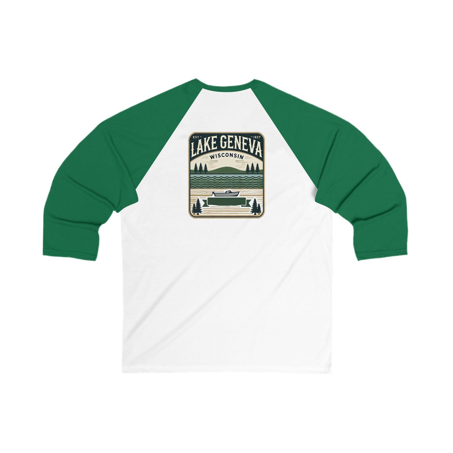 Vintage Lake Geneva Men's 3/4 Sleeve Baseball Tee