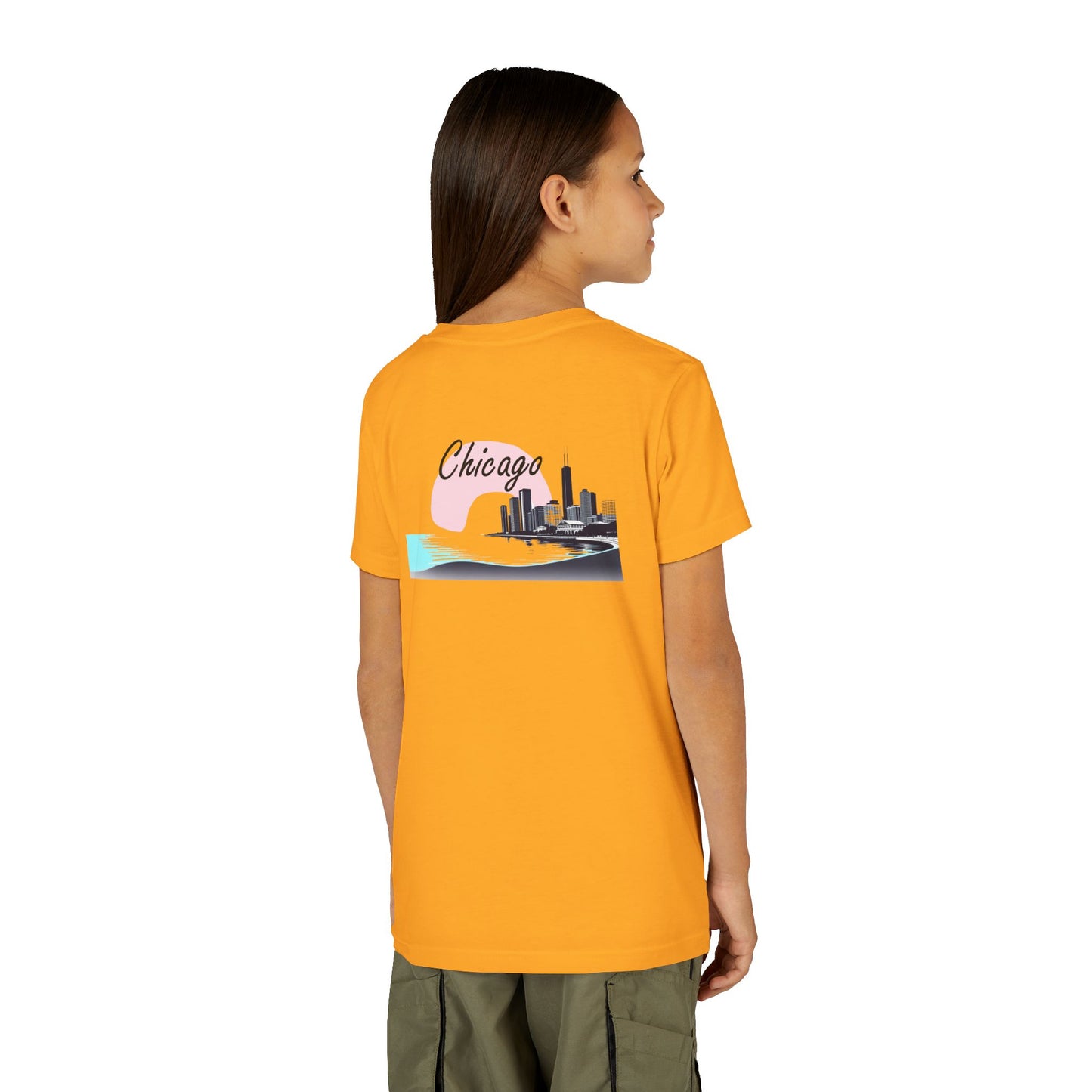 Elegant Chicago Skyline Unisex Youth Short Sleeve Tee