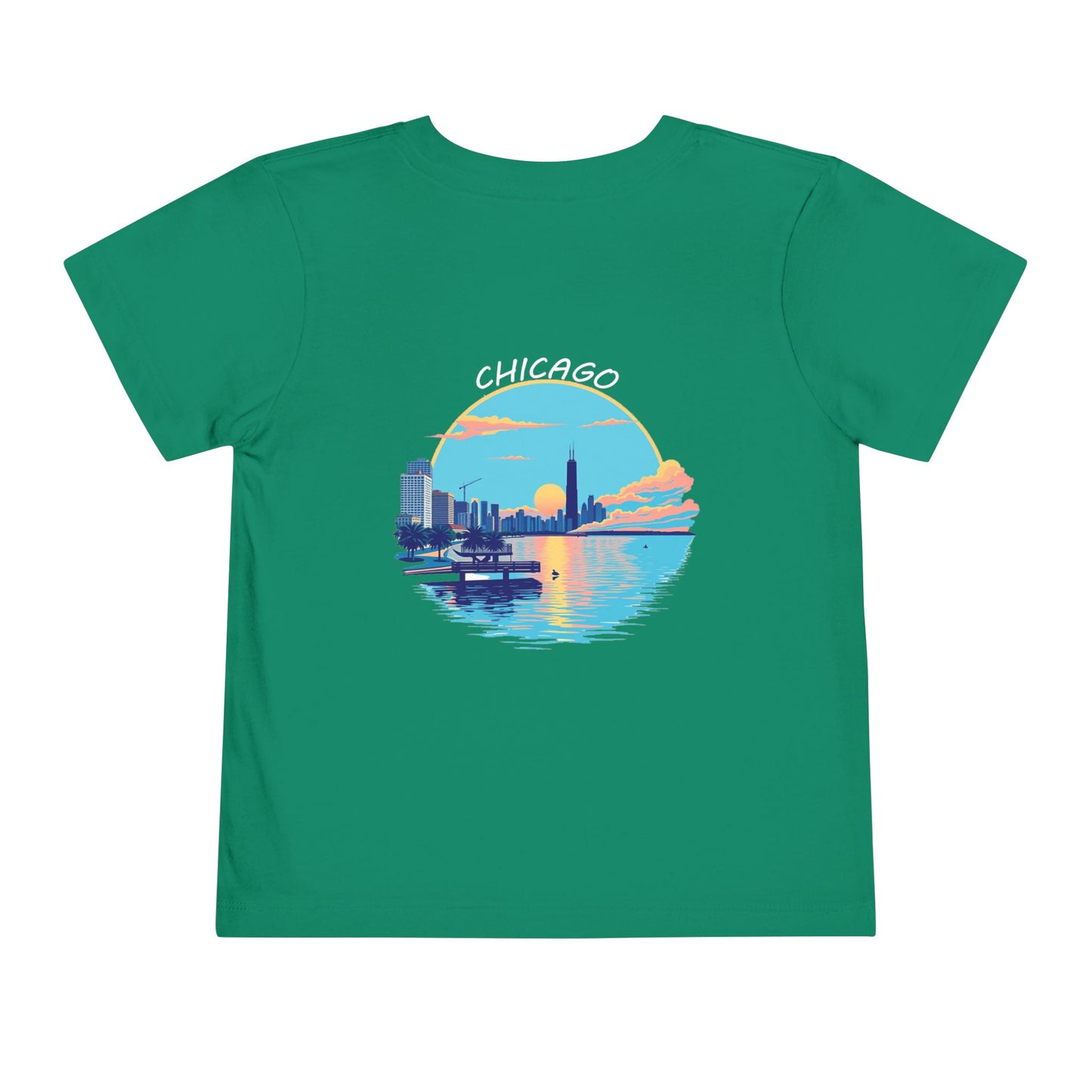 Retro Chicago Sunset Unisex Toddler Short Sleeve Tee