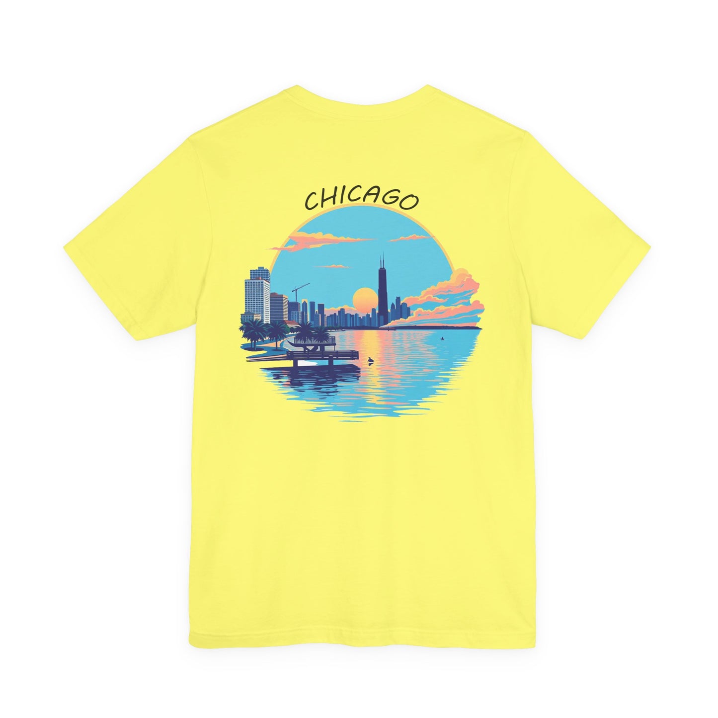 Retro Chicago Sunset Unisex Jersey Short Sleeve Tee