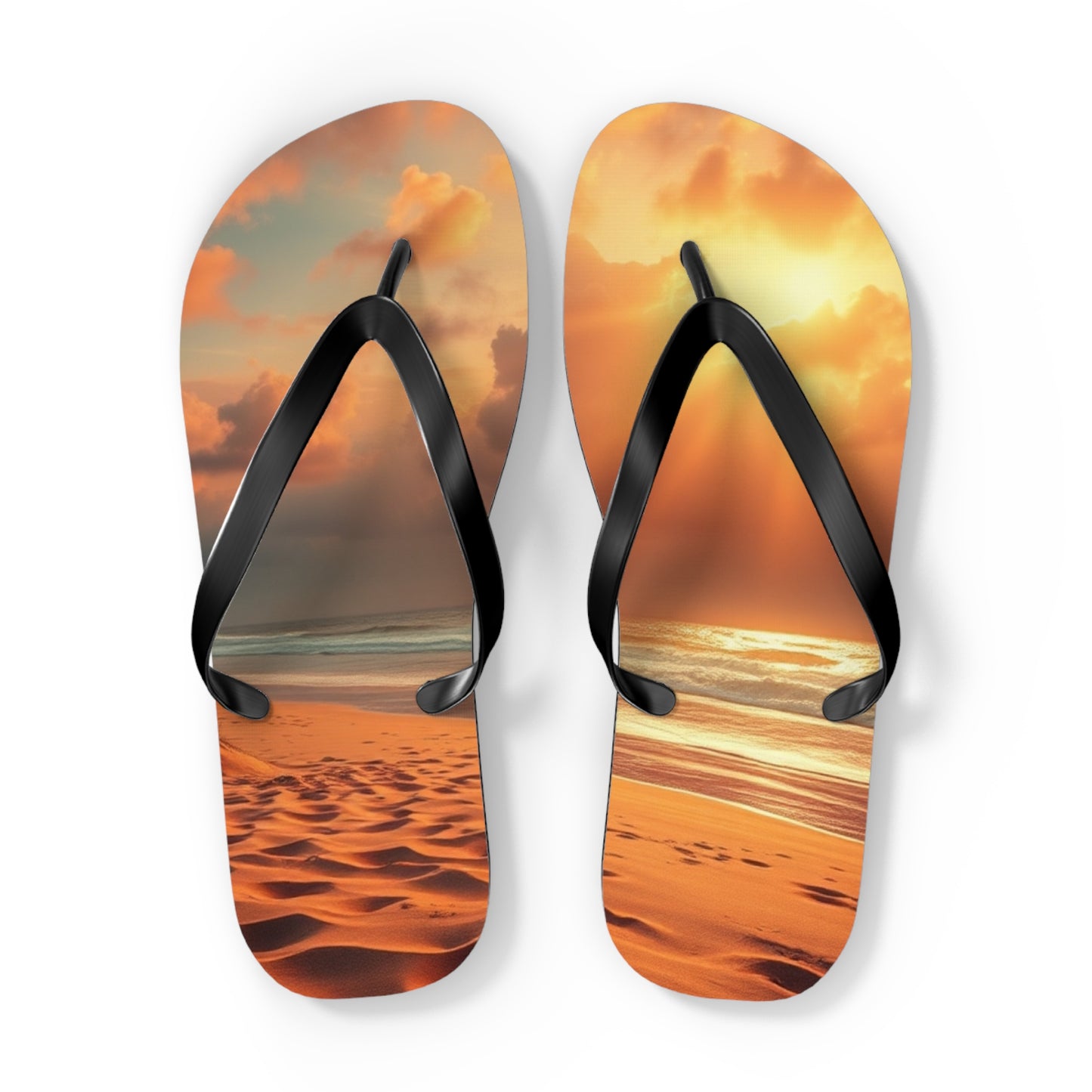 Sandy Beach Sunset Flip Flops