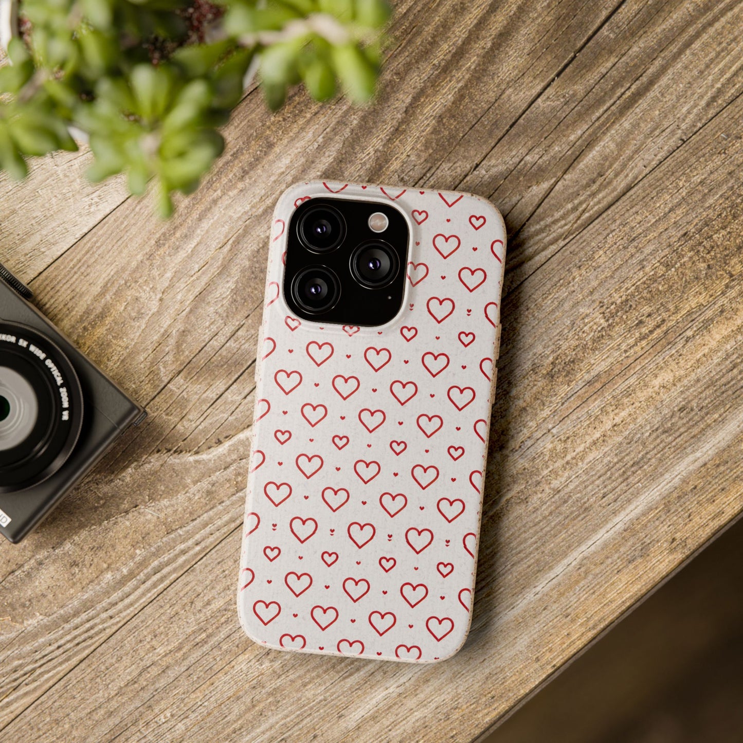 Red Hearts Print MagSafe Biodegradable Phone Case