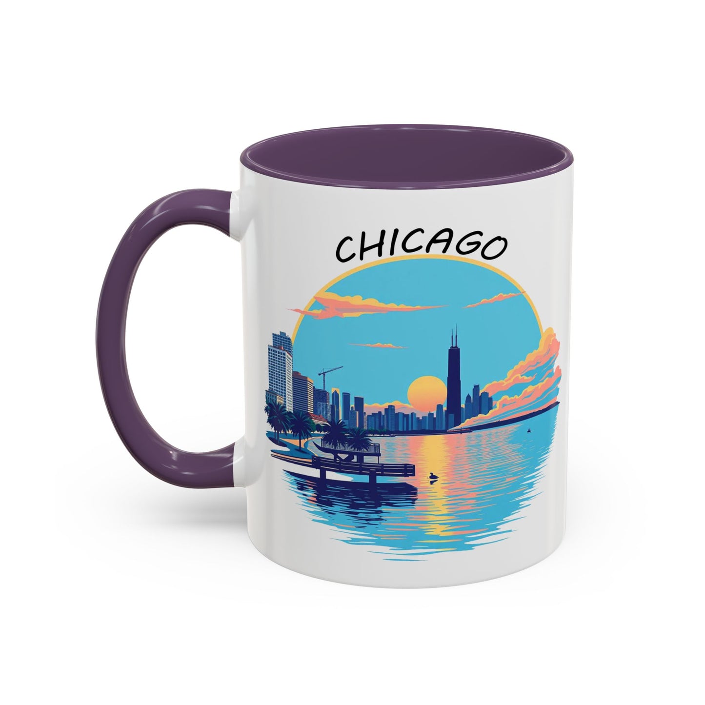 Retro Chicago Sunset Accent Coffee Mug