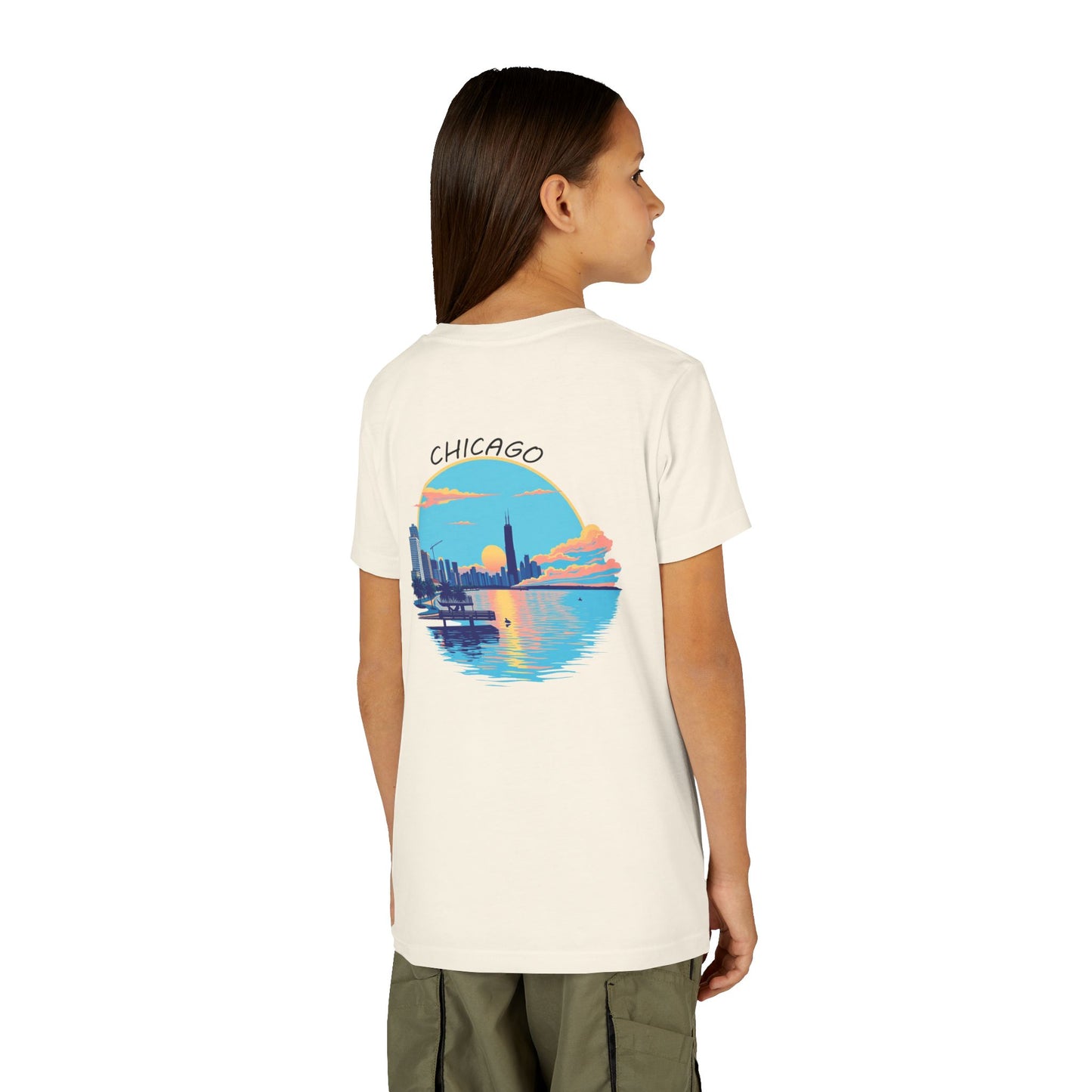 Retro Chicago Sunset Unisex Youth Short Sleeve Tee