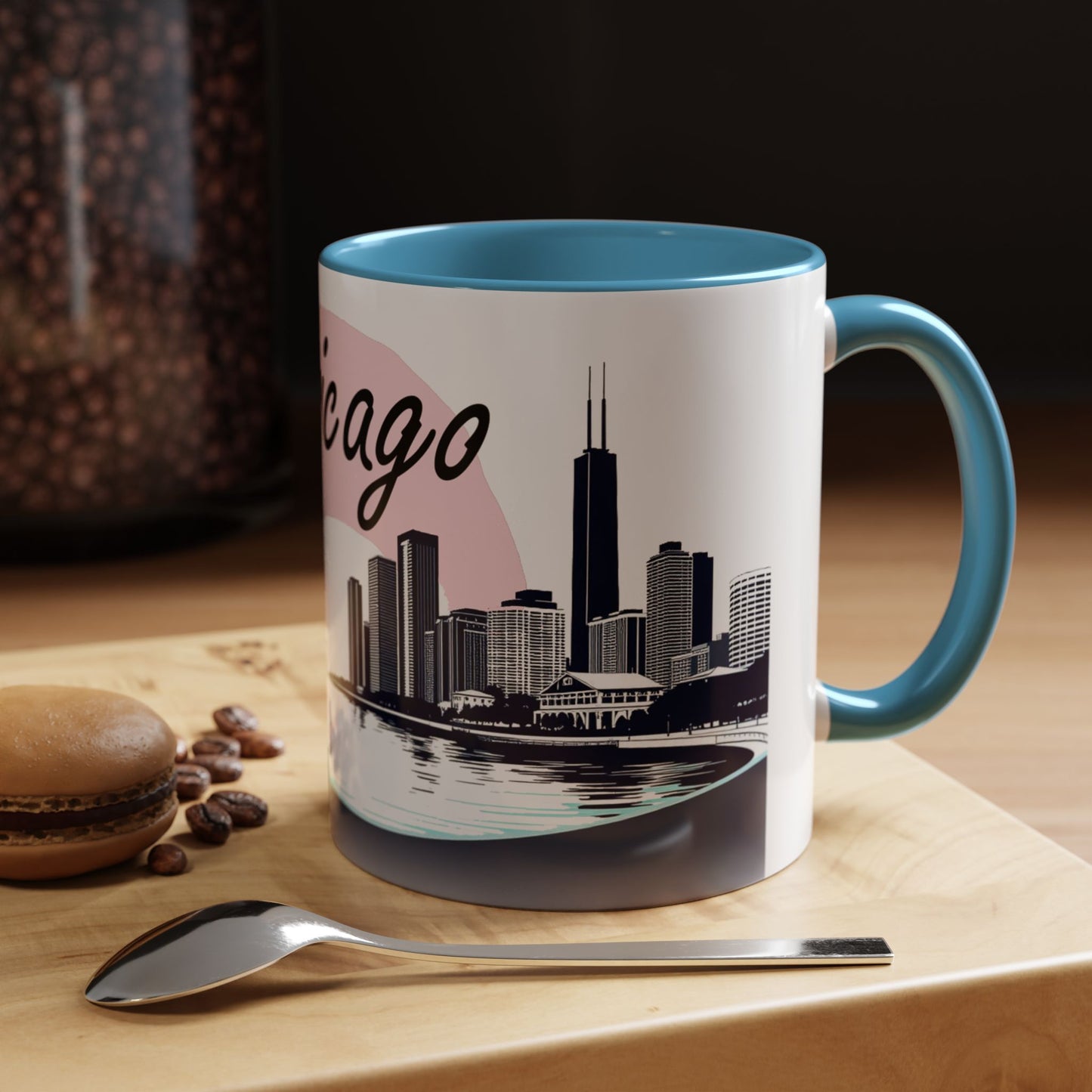 Elegant Chicago Skyline Accent Coffee Mug