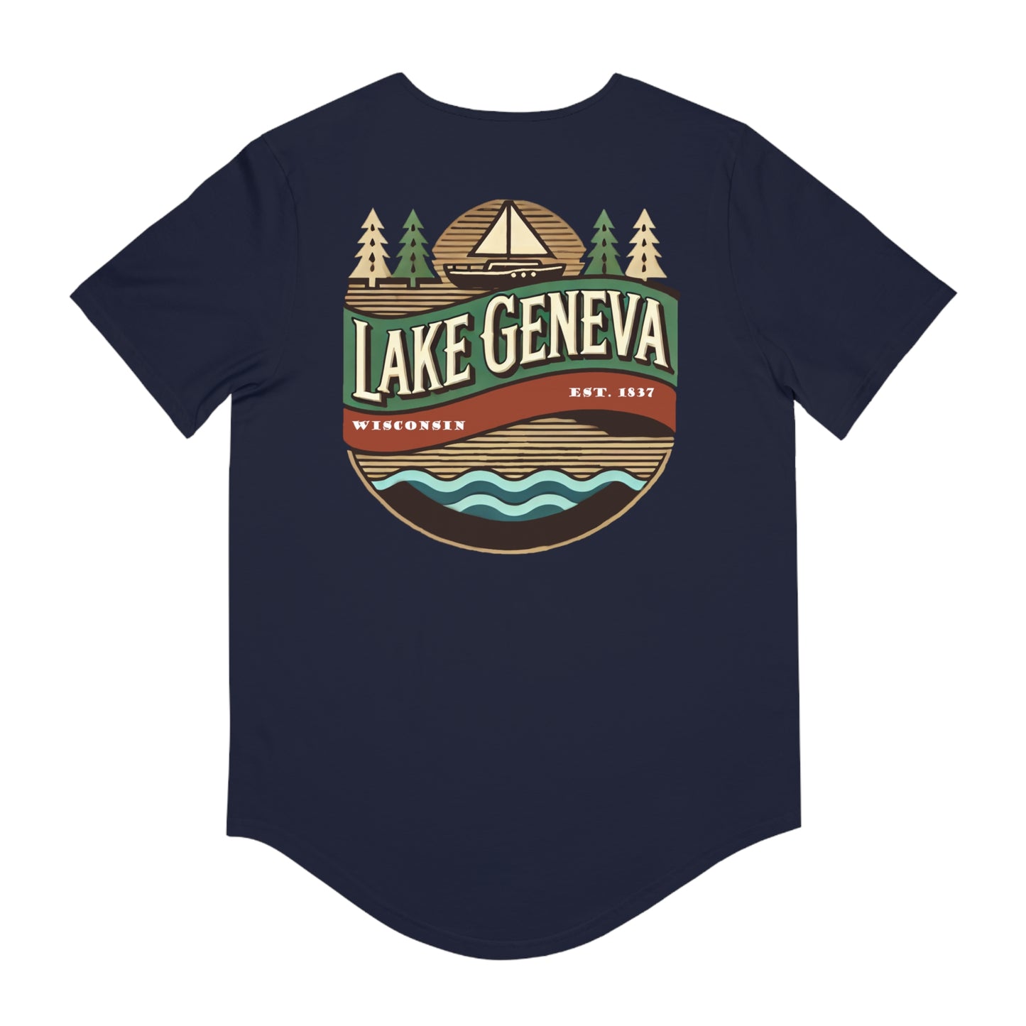 Retro Lake Geneva Men's Jersey Curved Hem Tee