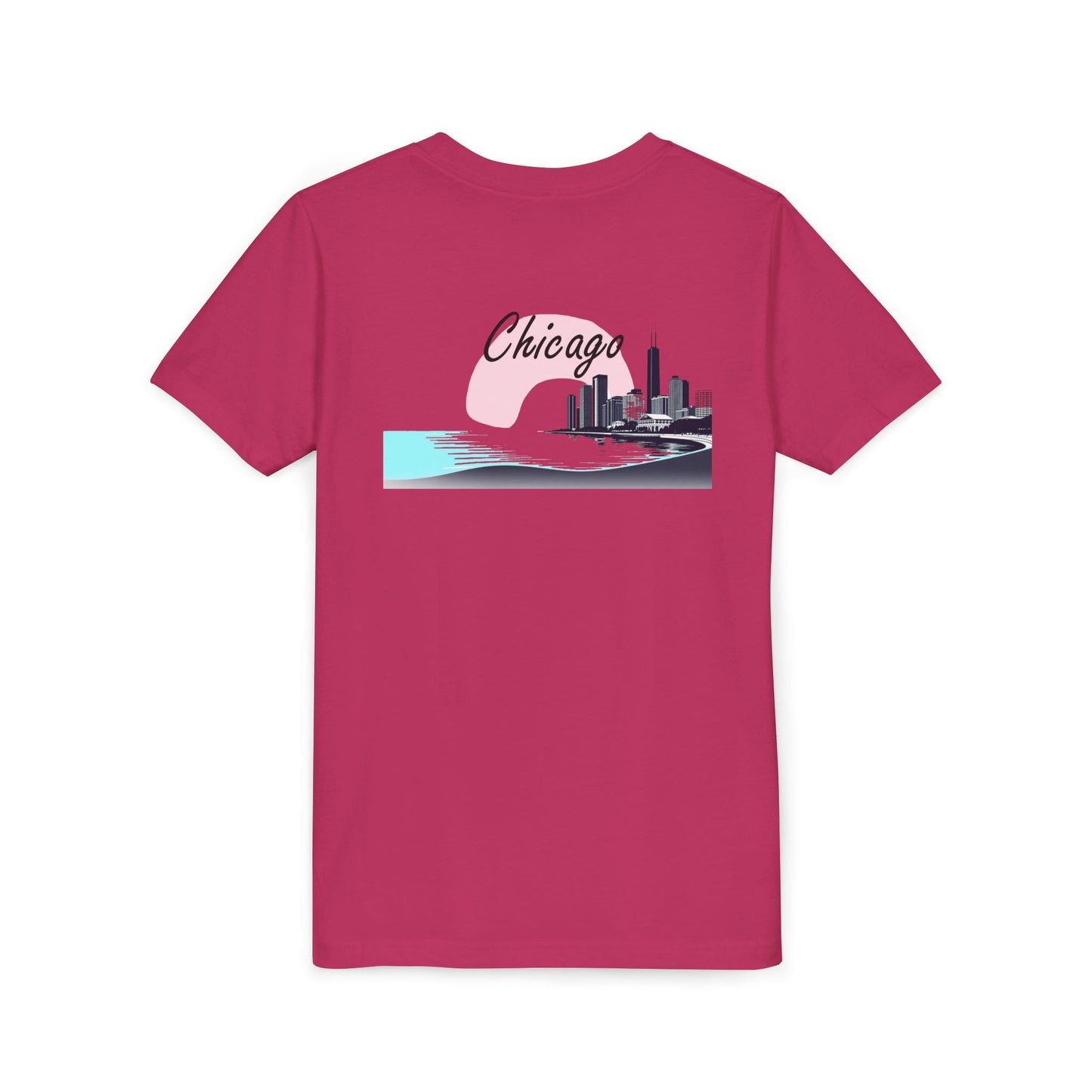 Elegant Chicago Skyline Unisex Youth Short Sleeve Tee
