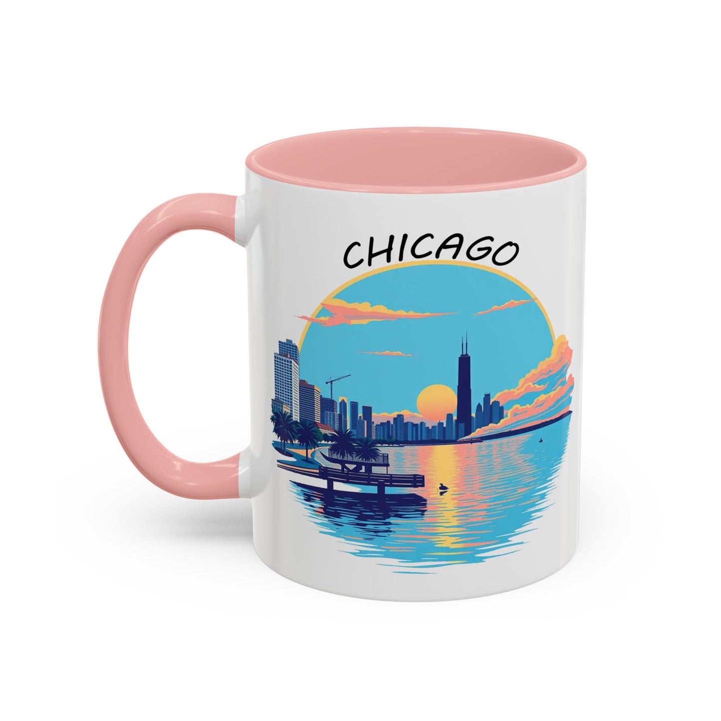 Retro Chicago Sunset Accent Coffee Mug