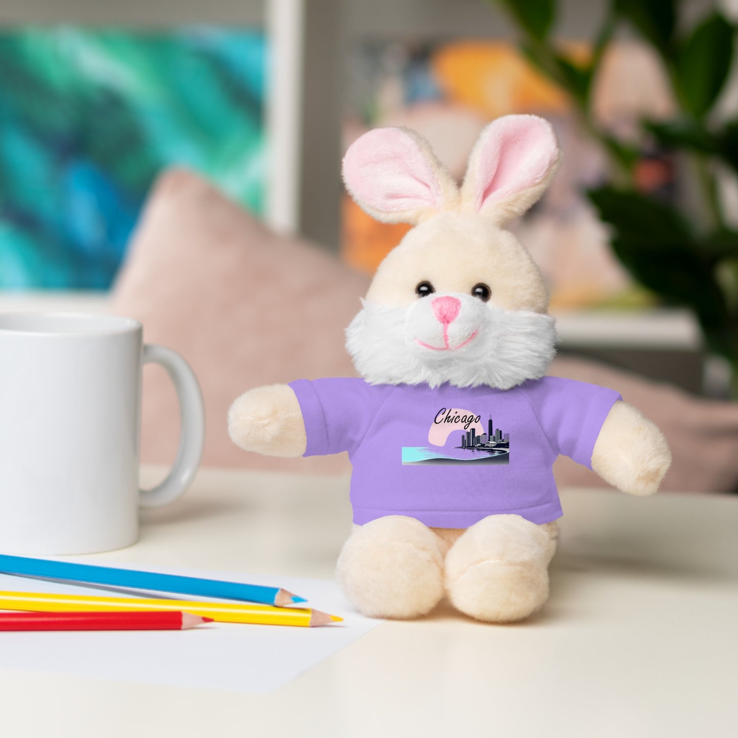 Elegant Chicago Skyline Stuffed Animals with Tee