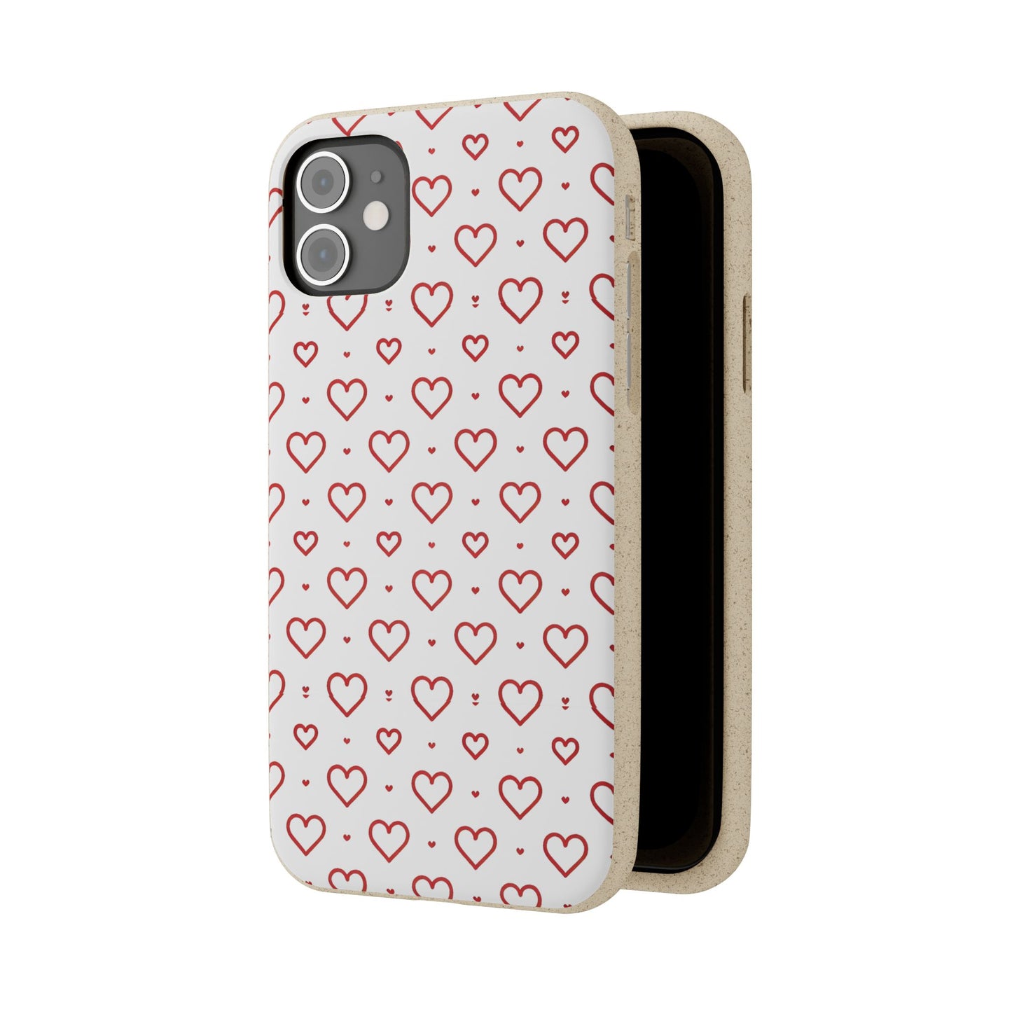 Red Hearts Print MagSafe Biodegradable Phone Case