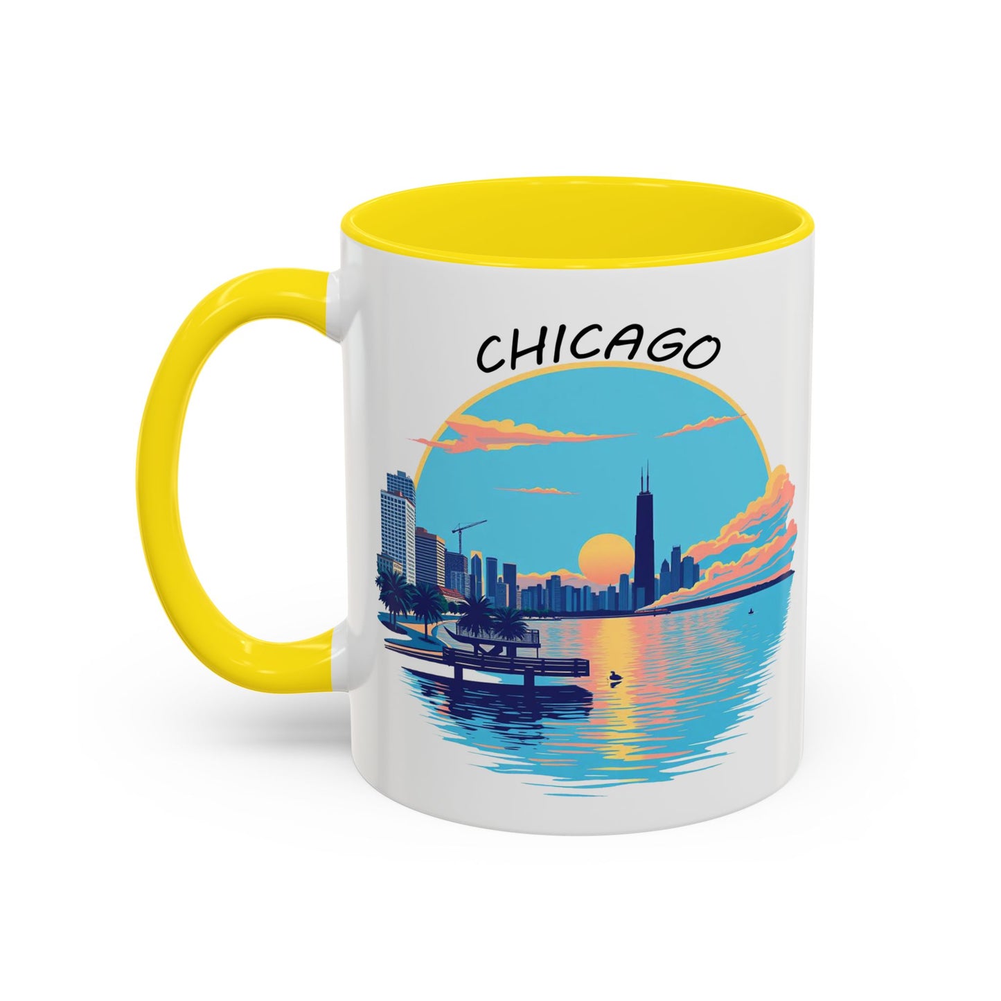Retro Chicago Sunset Accent Coffee Mug