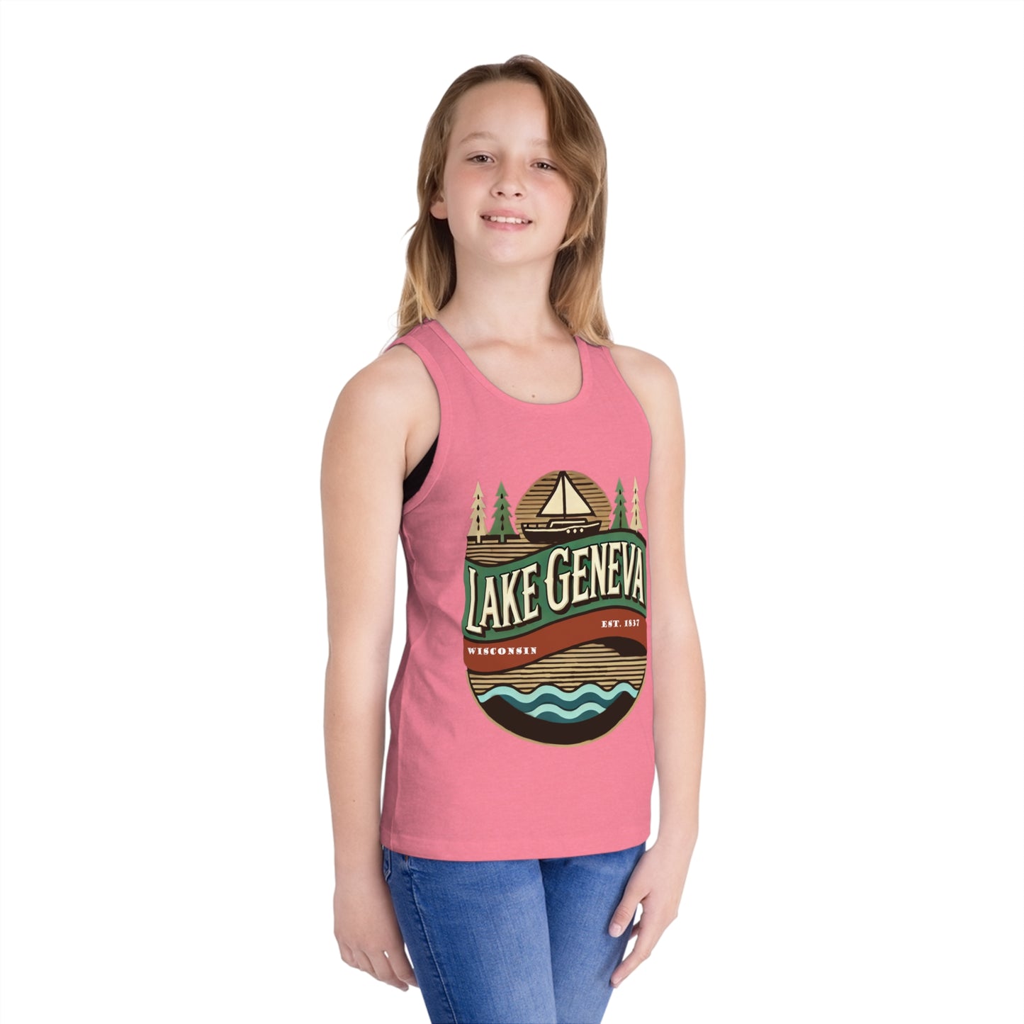 Retro Lake Geneva Unisex Kids Jersey Tank Top
