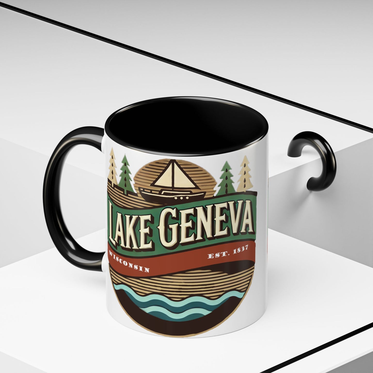 Retro Lake Geneva Accent Coffee Mug