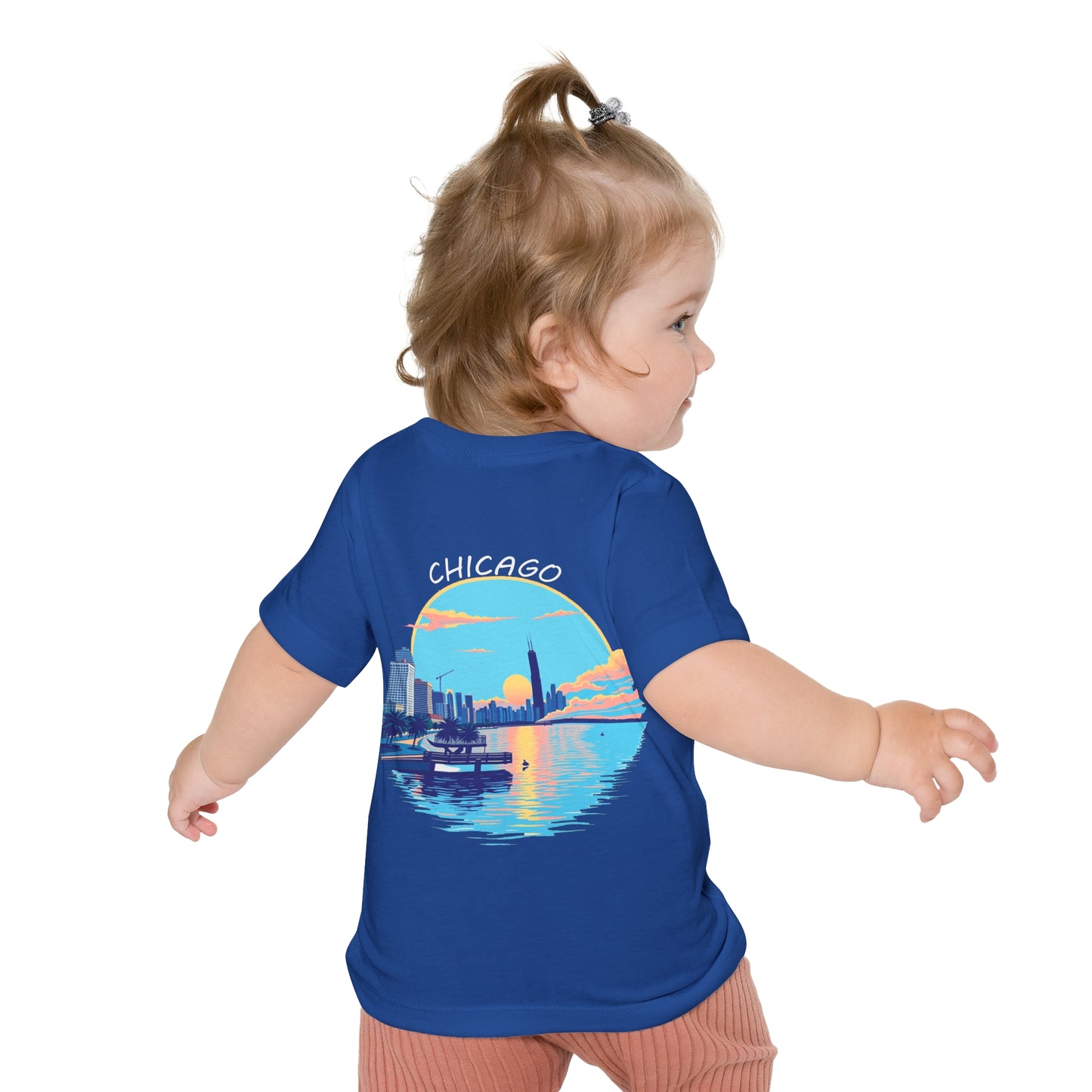 Retro Chicago Sunset Unisex Baby Short Sleeve T-Shirt
