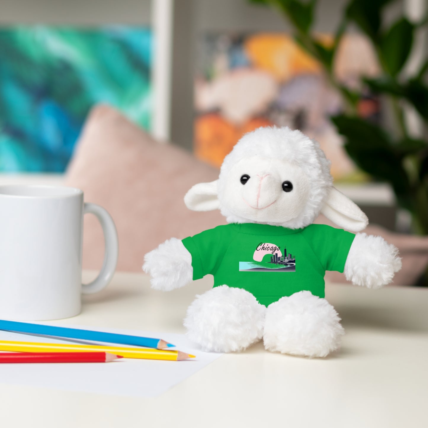 Elegant Chicago Skyline Stuffed Animals with Tee