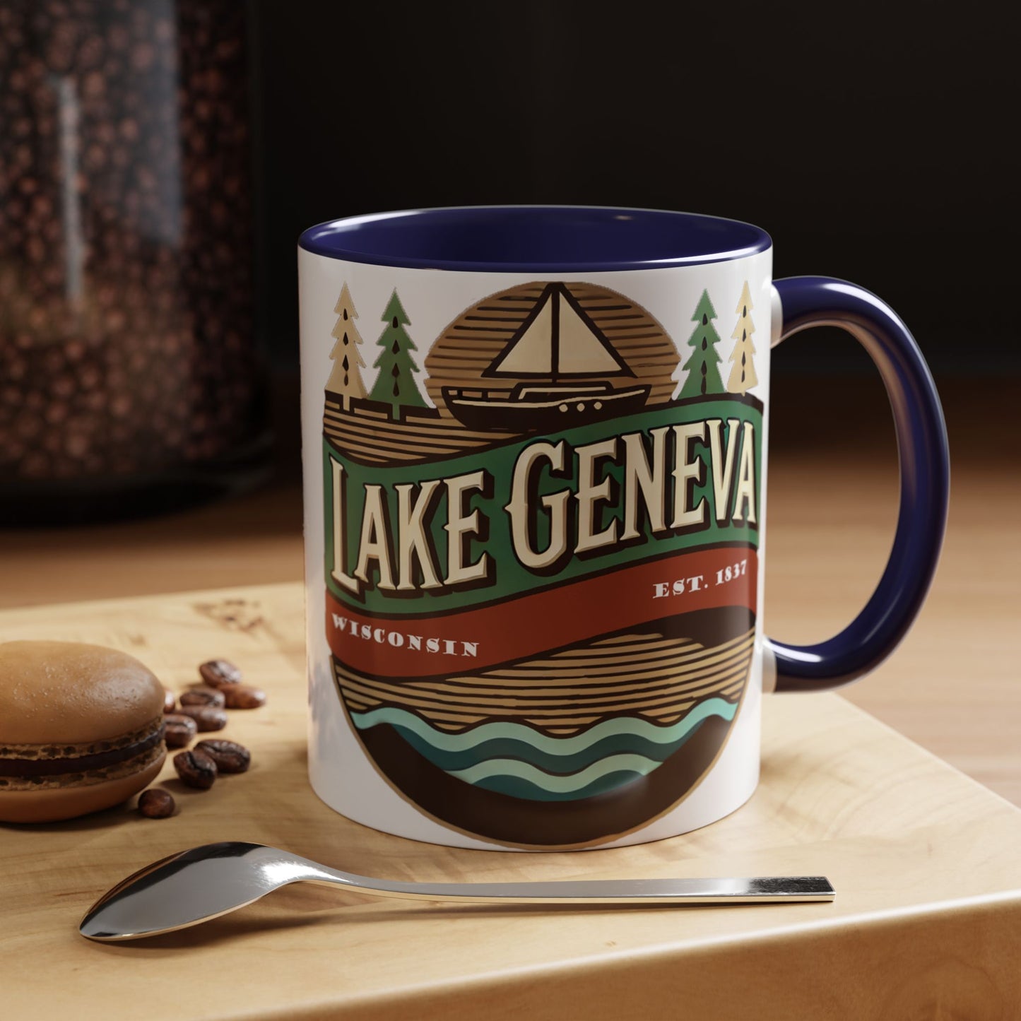 Retro Lake Geneva Accent Coffee Mug