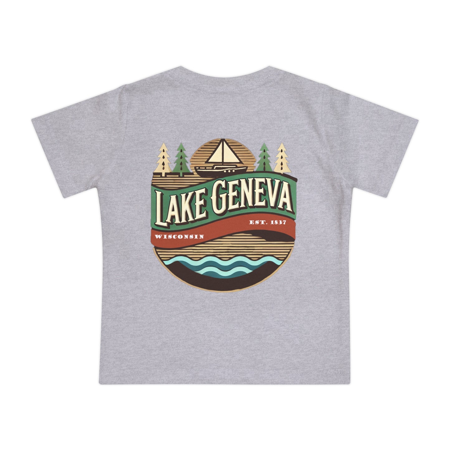 Retro Lake Geneva Unisex Baby Short Sleeve T-Shirt