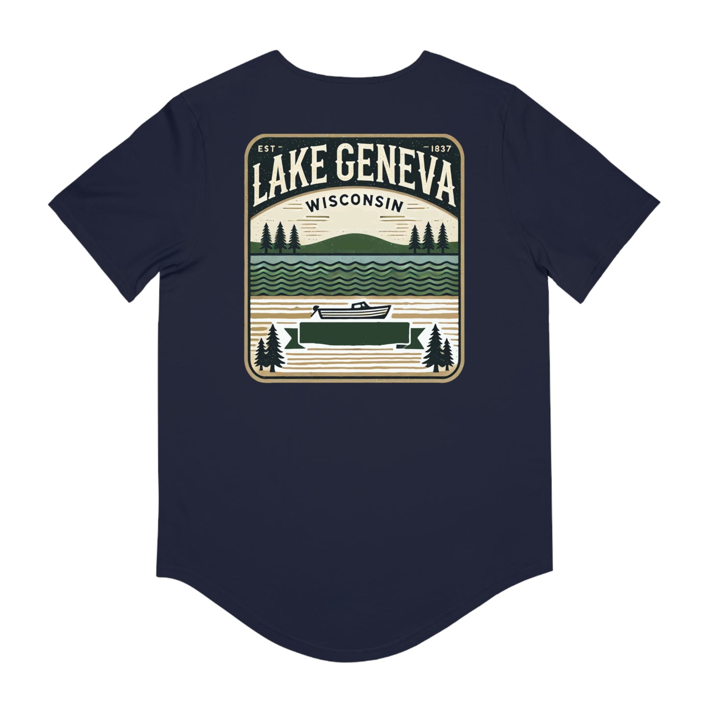 Vintage Lake Geneva Men's Jersey Curved Hem Tee