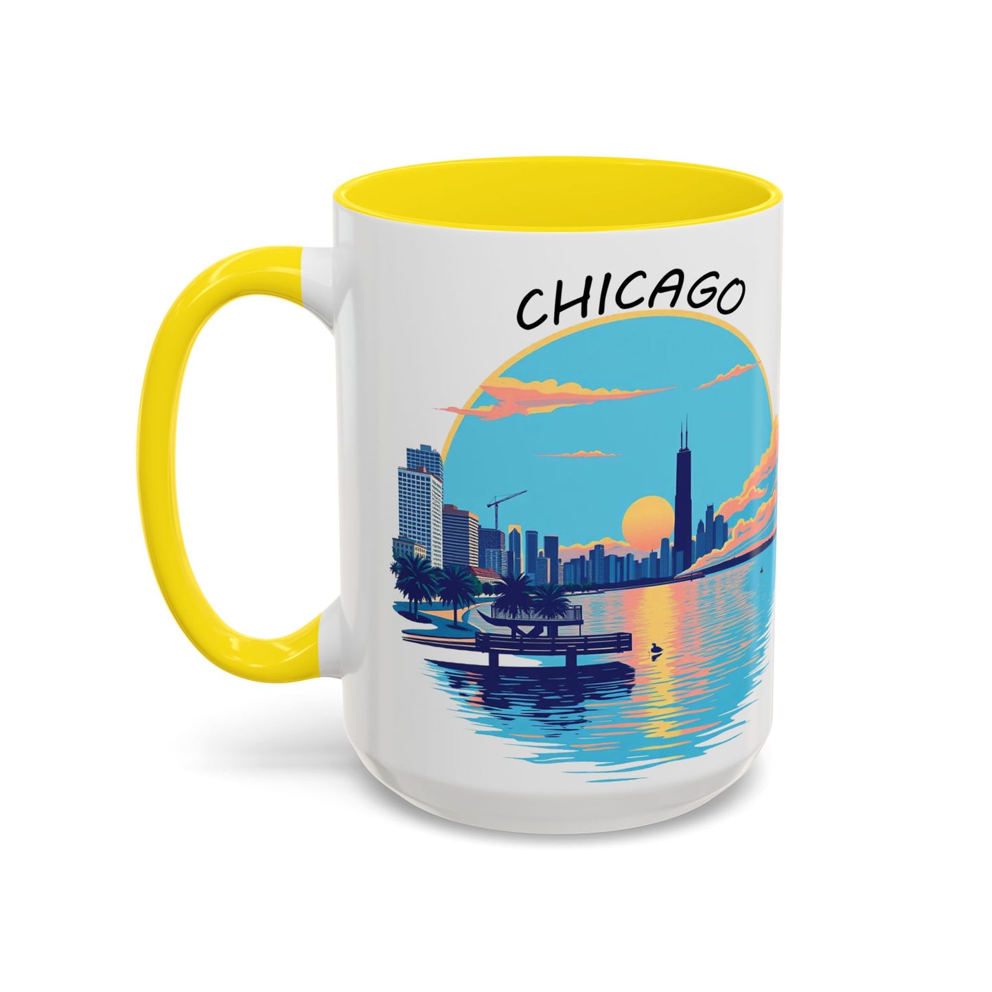 Retro Chicago Sunset Accent Coffee Mug