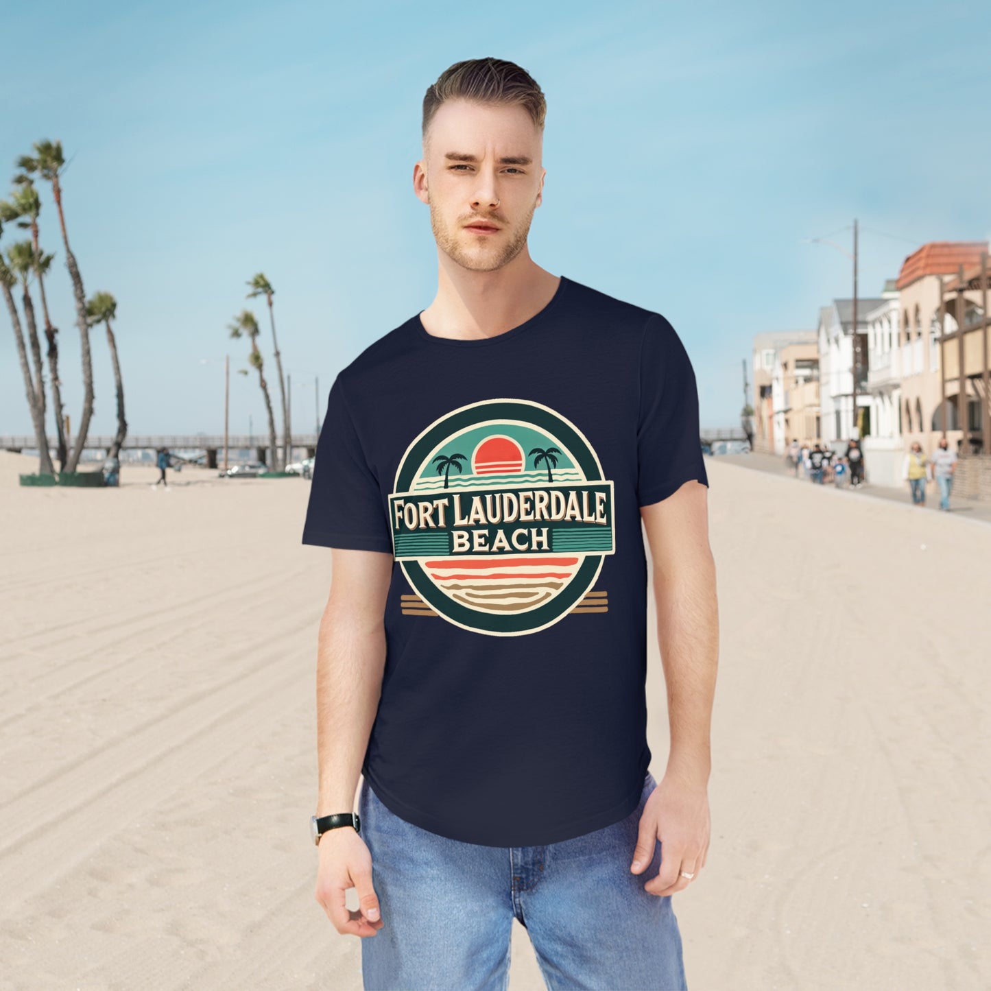 Vintage Fort Lauderdale Men's Jersey Curved Hem Tee