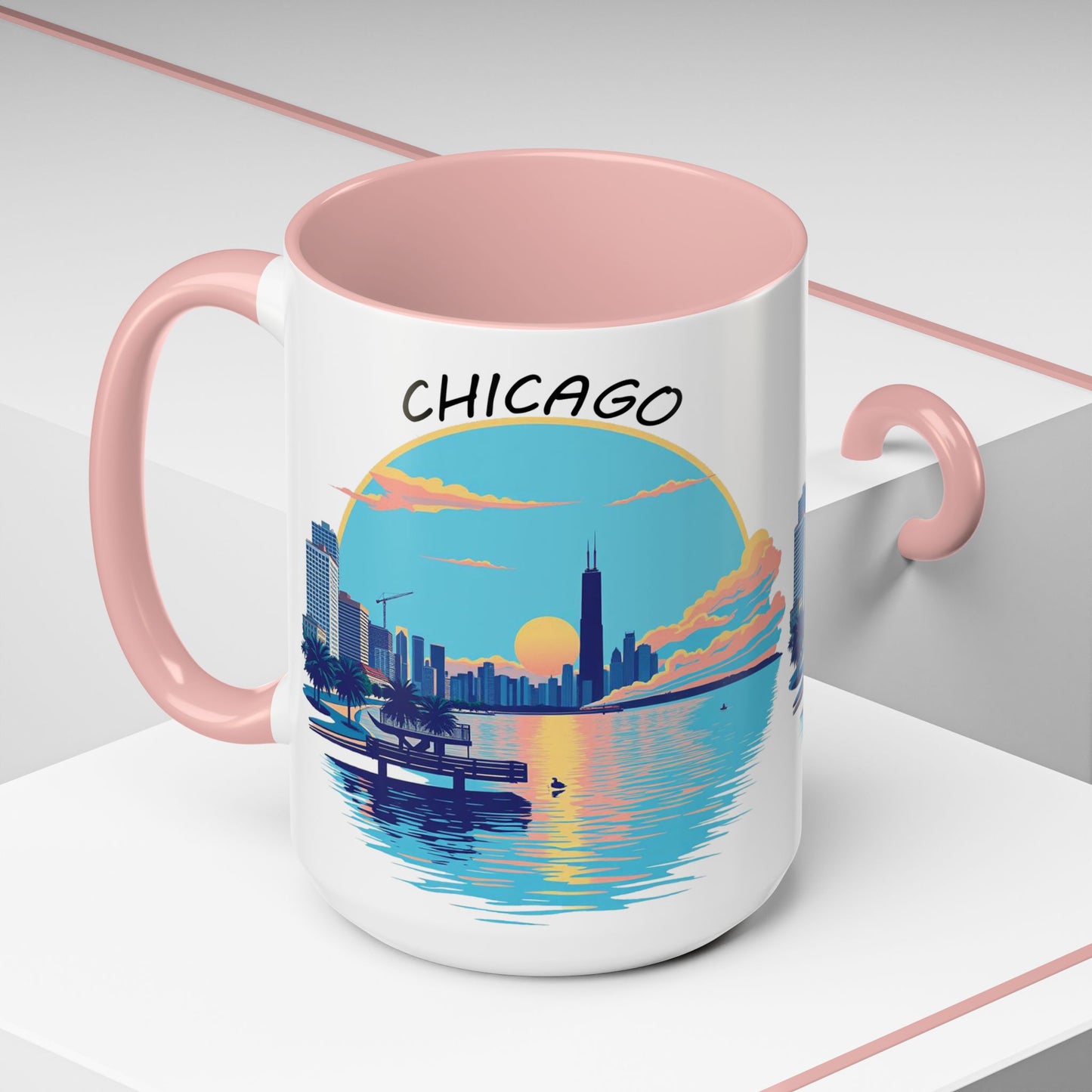 Retro Chicago Sunset Accent Coffee Mug