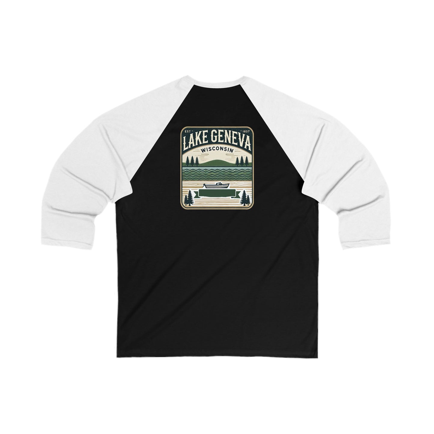 Vintage Lake Geneva Men's 3/4 Sleeve Baseball Tee