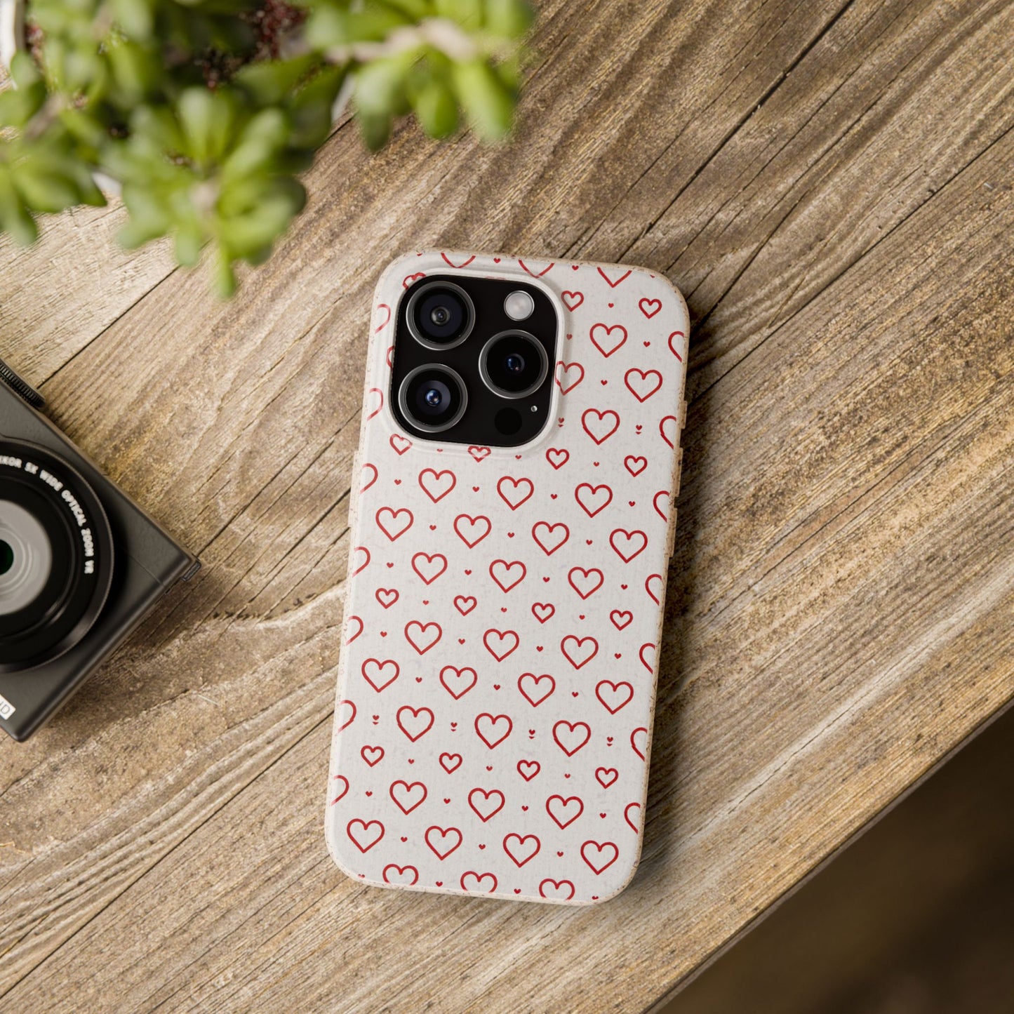 Red Hearts Print MagSafe Biodegradable Phone Case