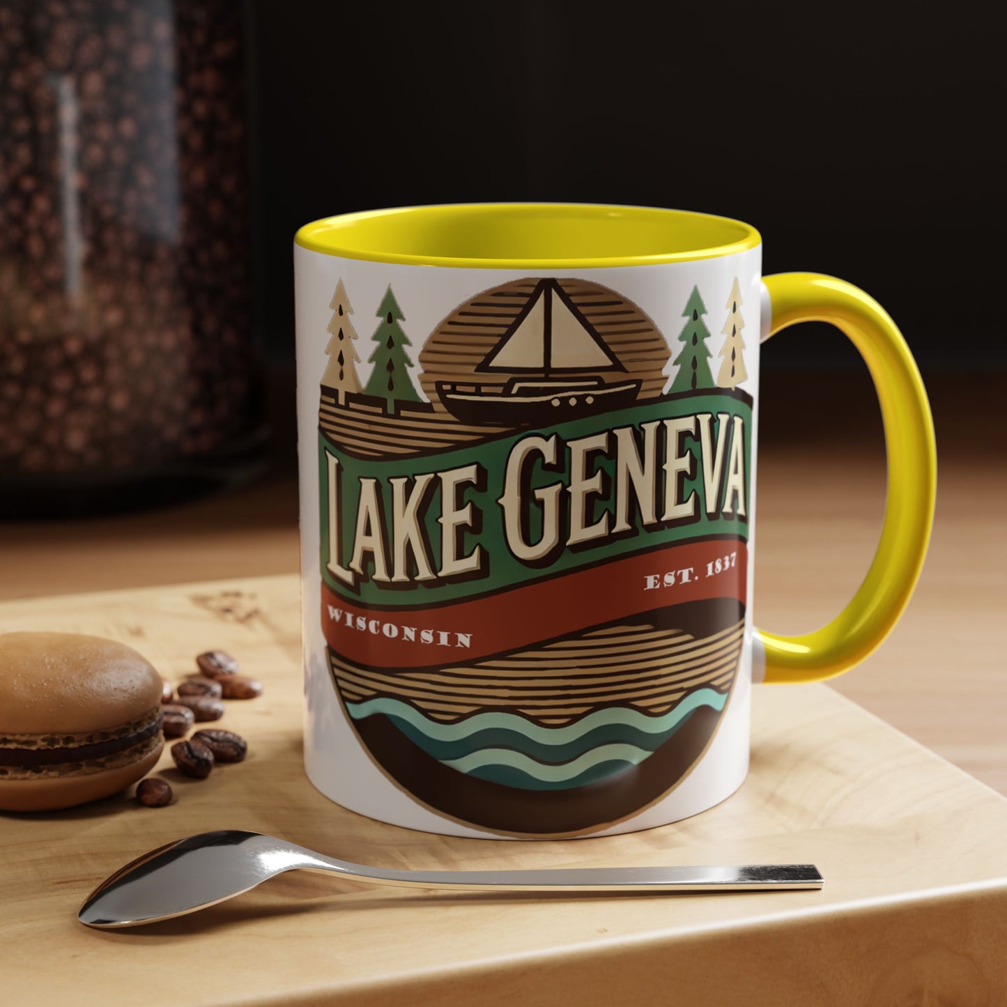 Retro Lake Geneva Accent Coffee Mug