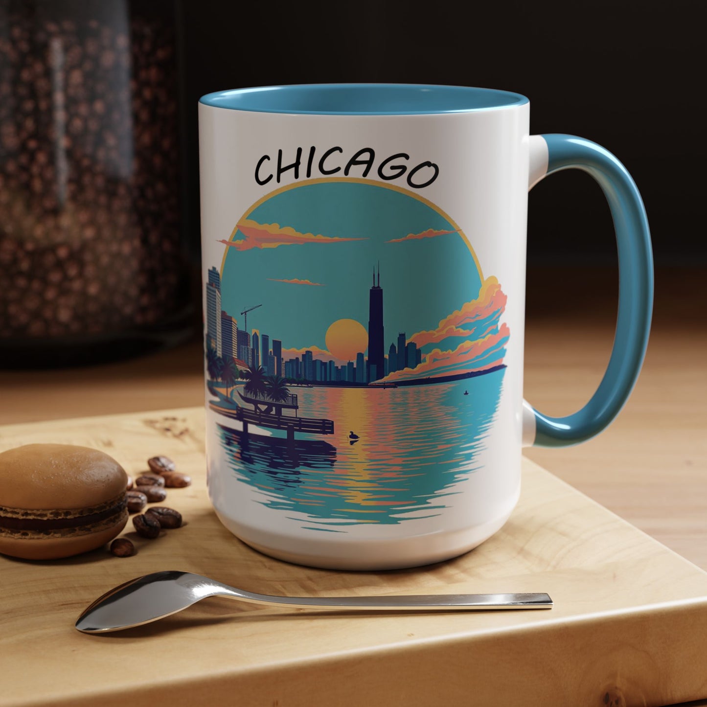 Retro Chicago Sunset Accent Coffee Mug