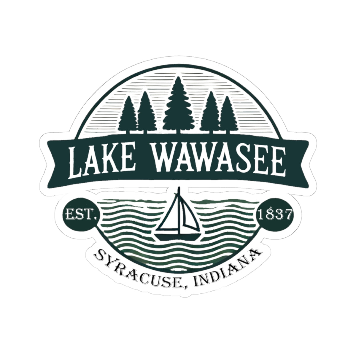 Vintage Lake Wawasee Kiss-Cut Sticker
