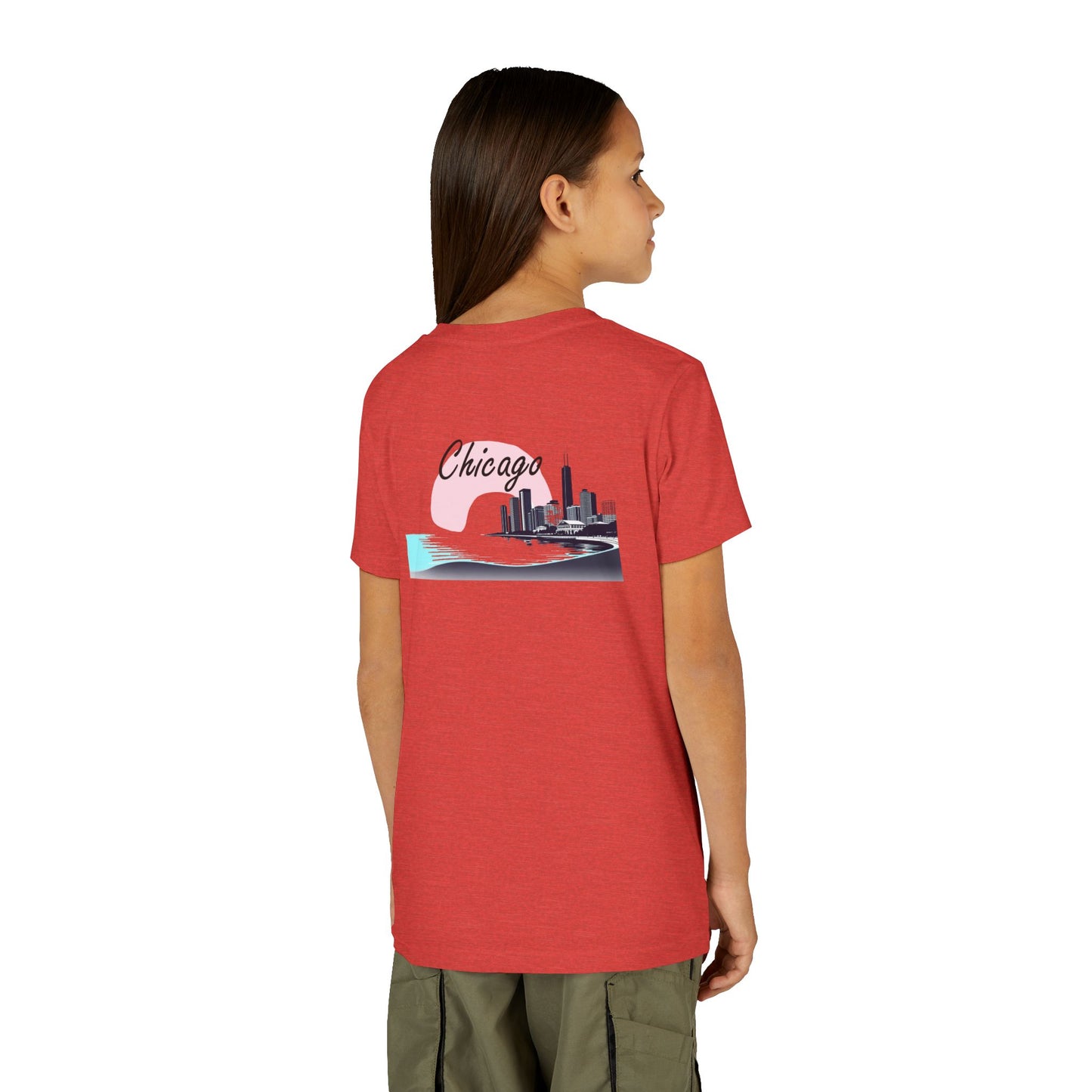 Elegant Chicago Skyline Unisex Youth Short Sleeve Tee