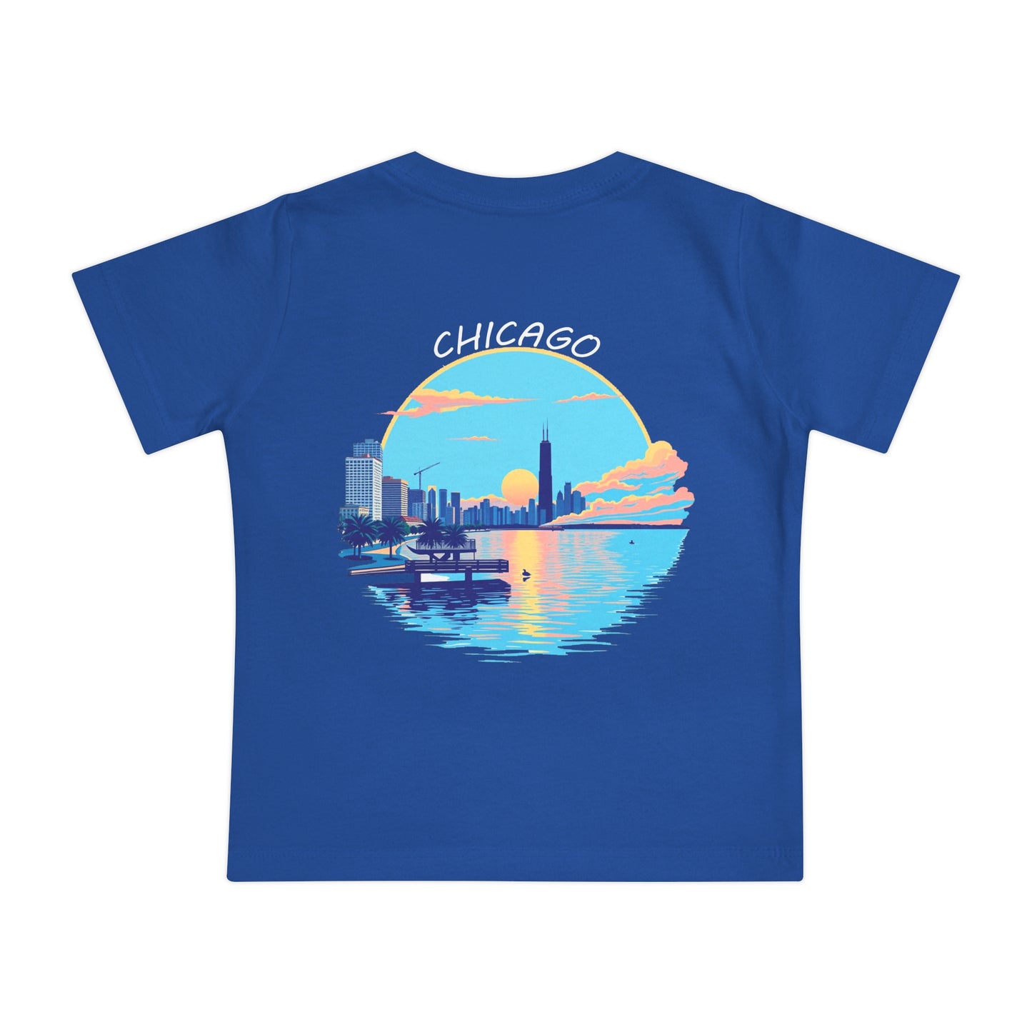 Retro Chicago Sunset Unisex Baby Short Sleeve T-Shirt