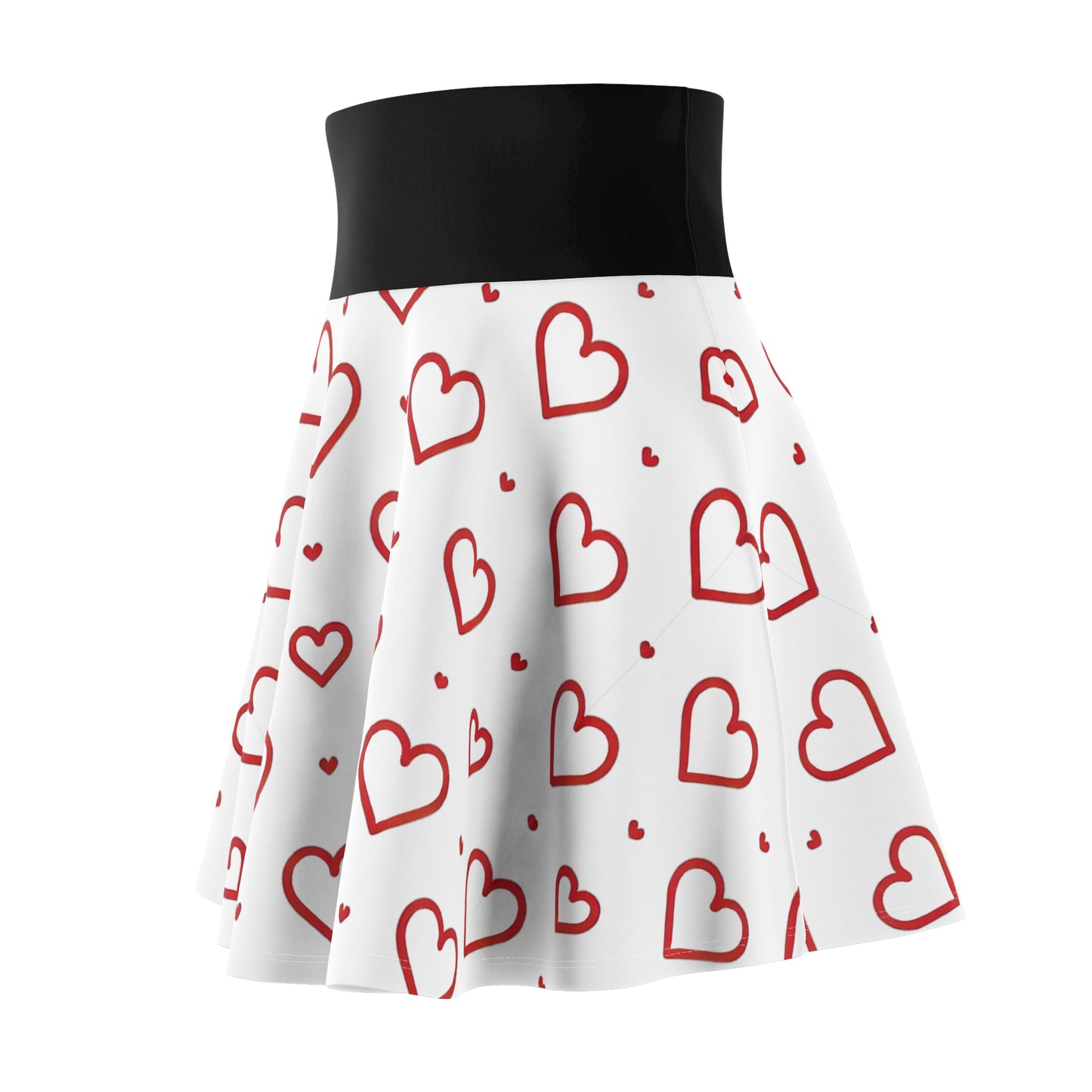 Red Heart Print Women's Skater Skirt