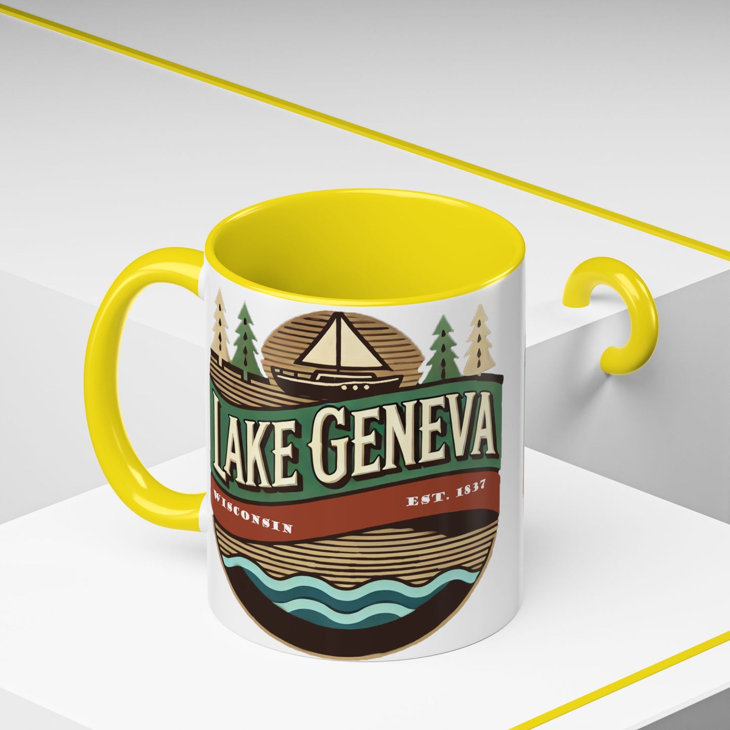Retro Lake Geneva Accent Coffee Mug