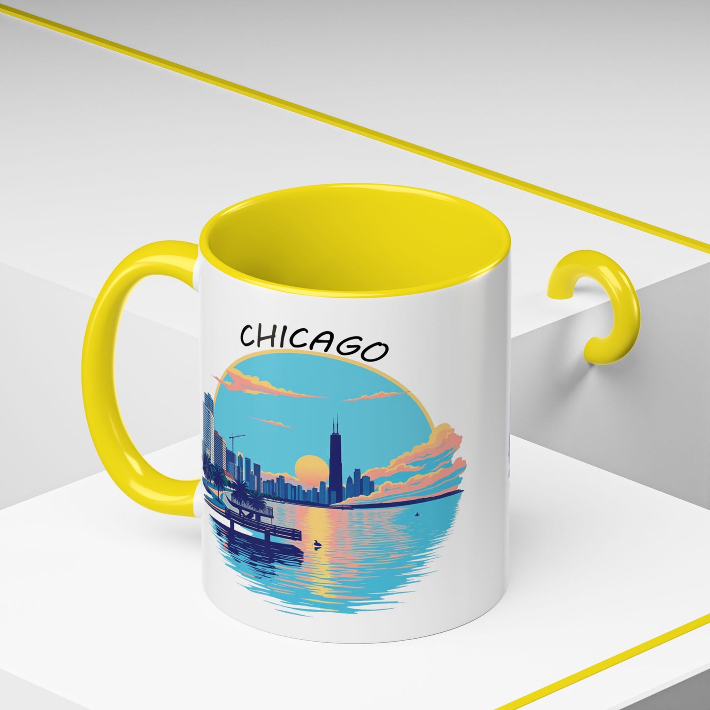 Retro Chicago Sunset Accent Coffee Mug