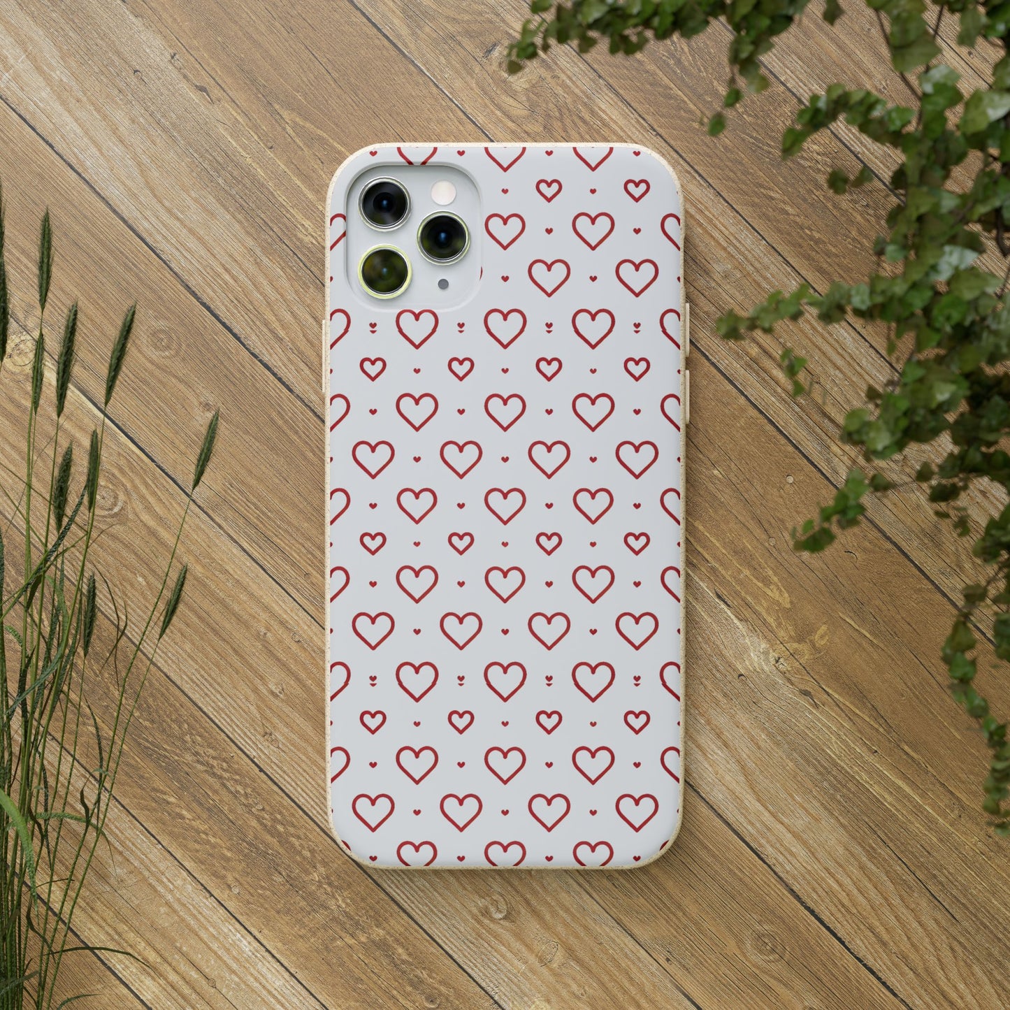 Red Hearts Print MagSafe Biodegradable Phone Case