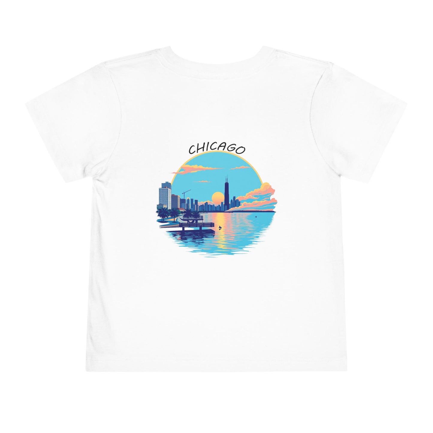 Retro Chicago Sunset Unisex Toddler Short Sleeve Tee