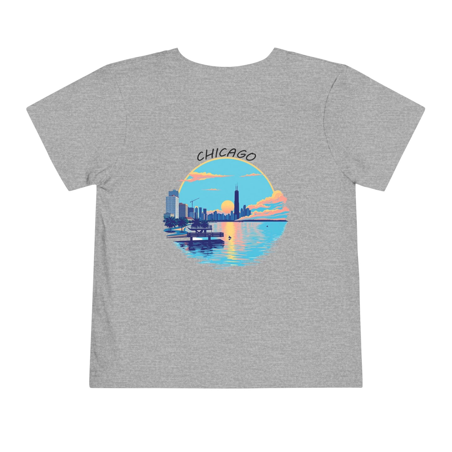 Retro Chicago Sunset Unisex Toddler Short Sleeve Tee
