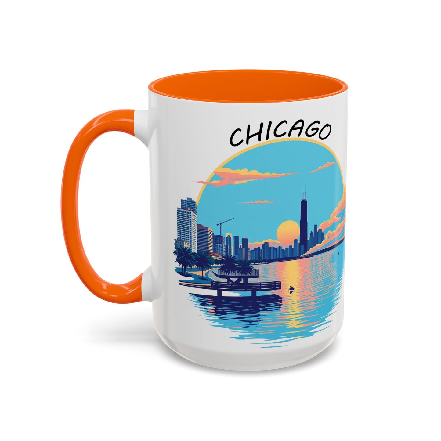 Retro Chicago Sunset Accent Coffee Mug