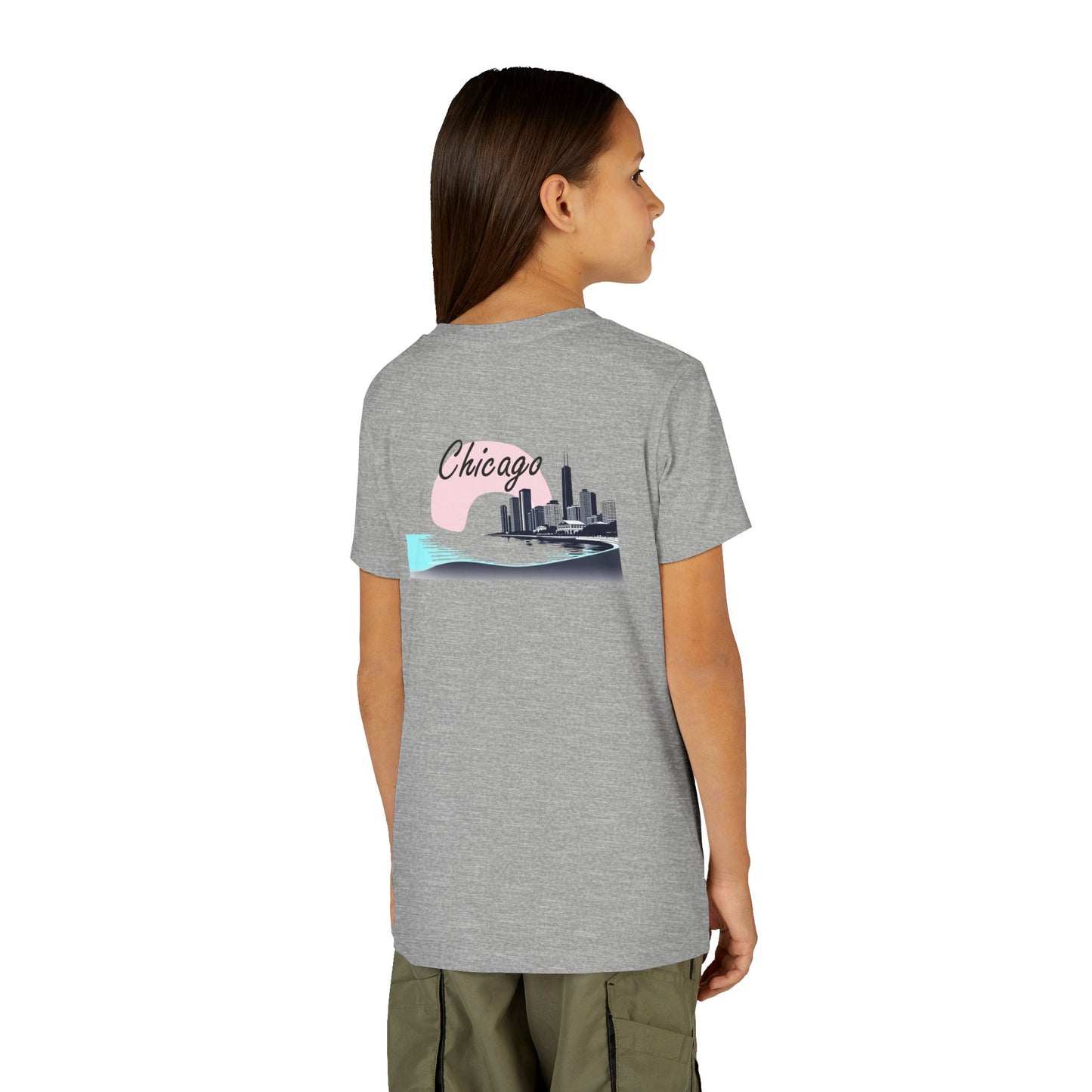 Elegant Chicago Skyline Unisex Youth Short Sleeve Tee