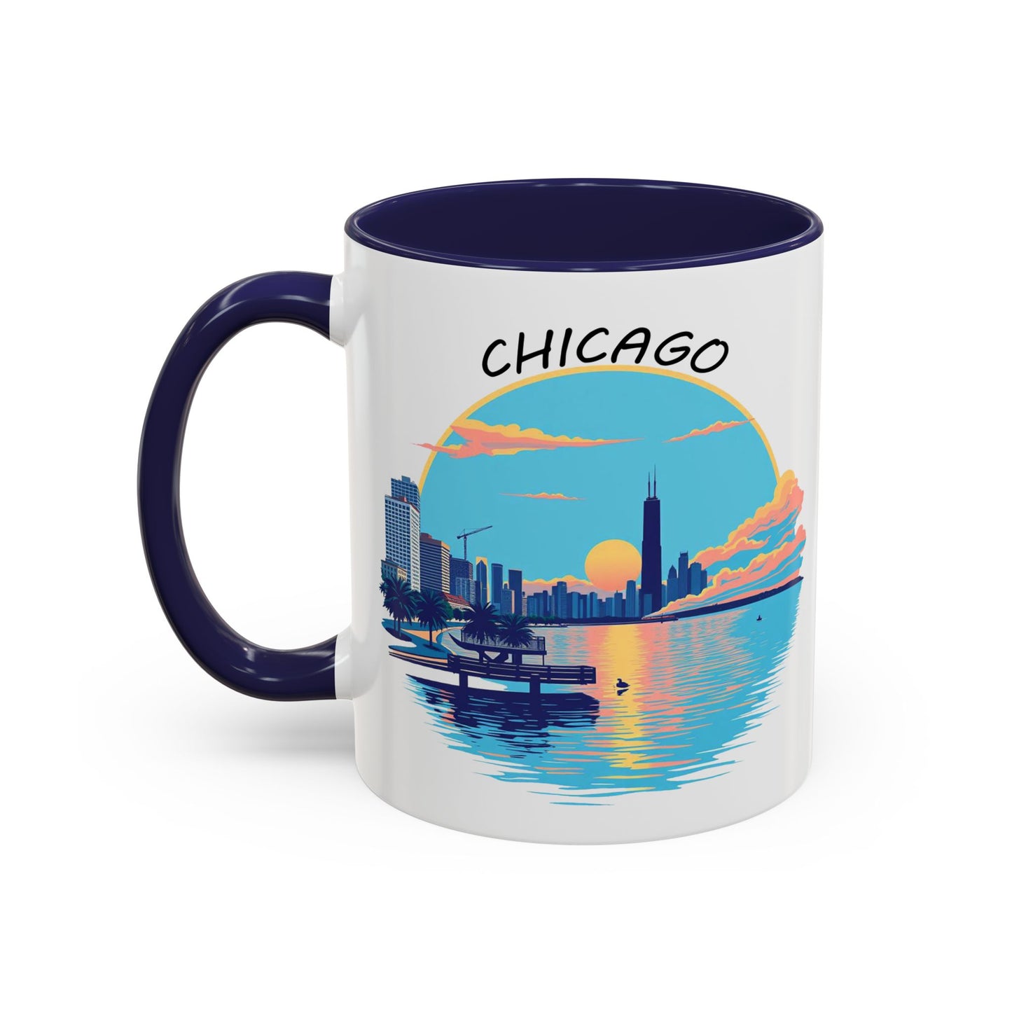 Retro Chicago Sunset Accent Coffee Mug